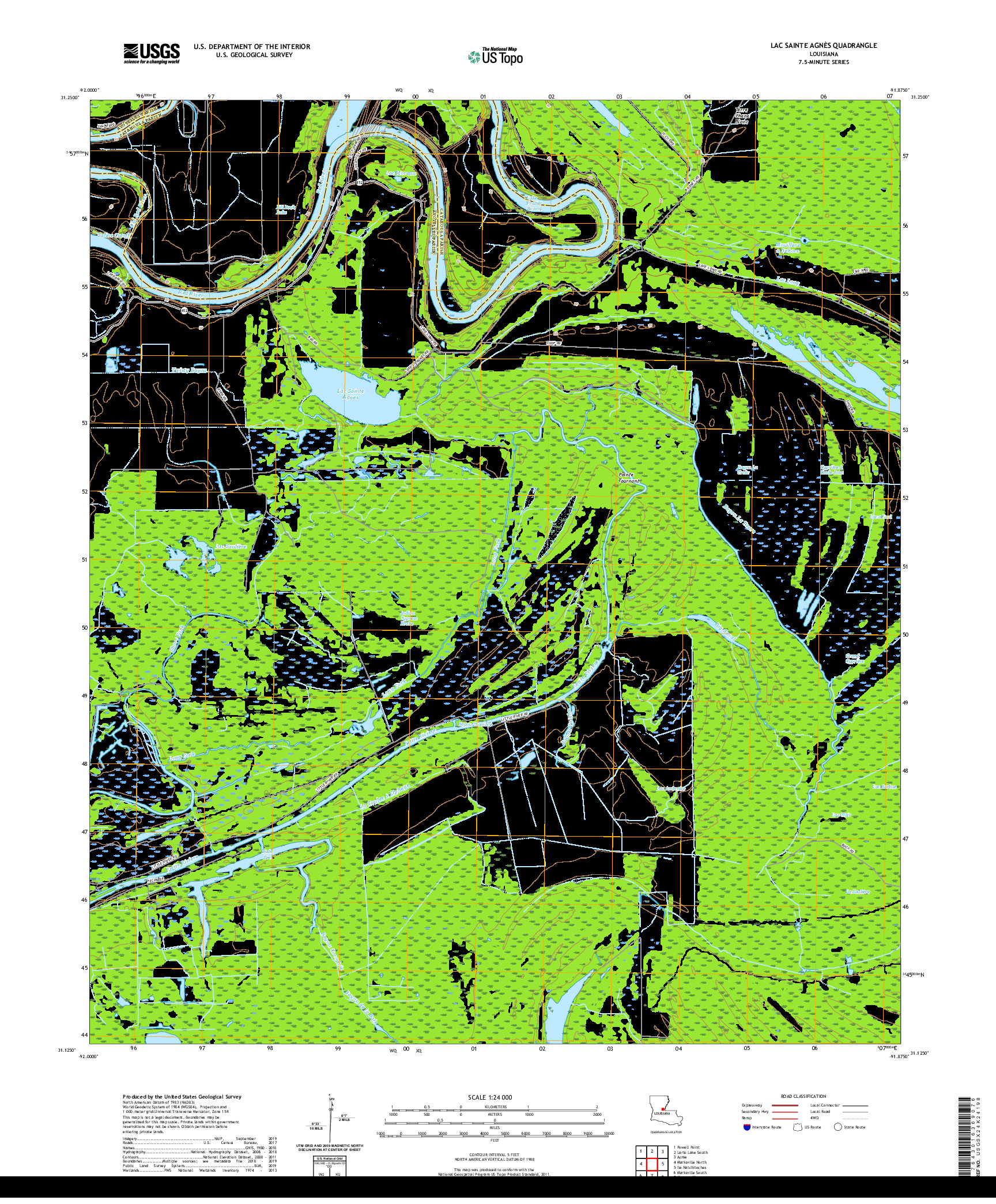 USGS US TOPO 7.5-MINUTE MAP FOR LAC SAINTE AGNES, LA 2020