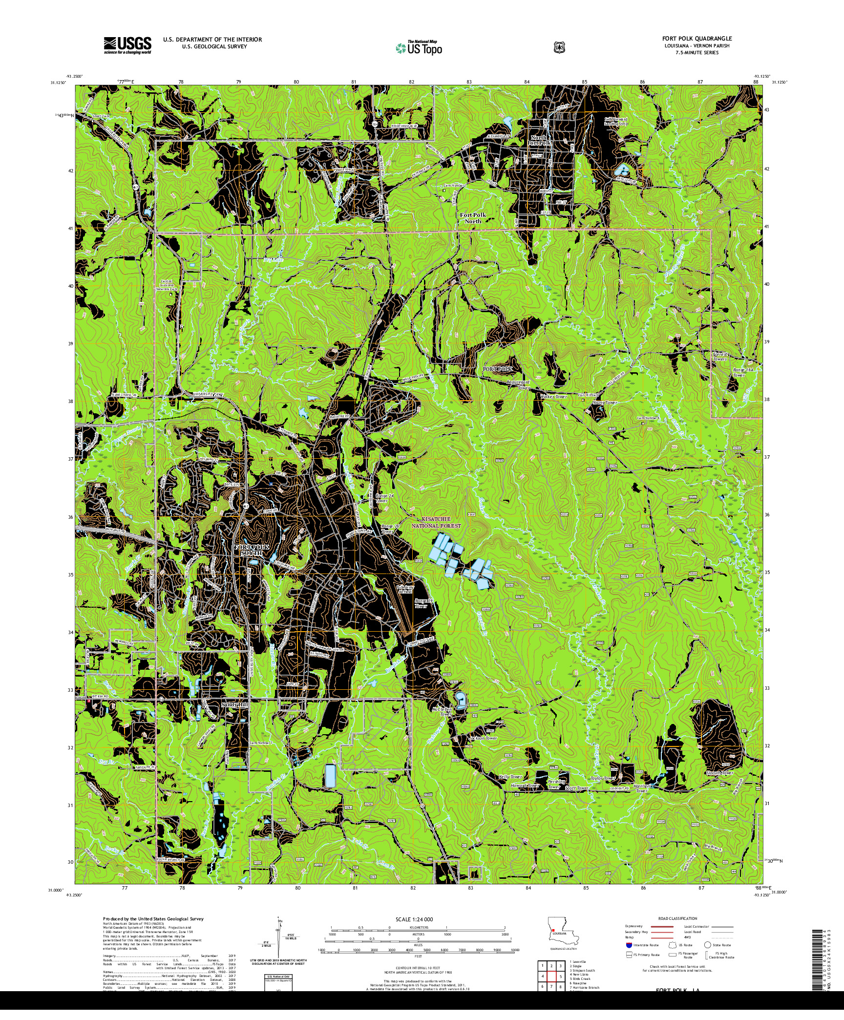 USGS US TOPO 7.5-MINUTE MAP FOR FORT POLK, LA 2020