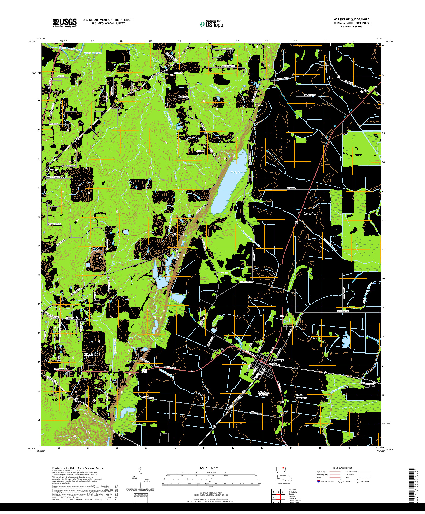 USGS US TOPO 7.5-MINUTE MAP FOR MER ROUGE, LA 2020