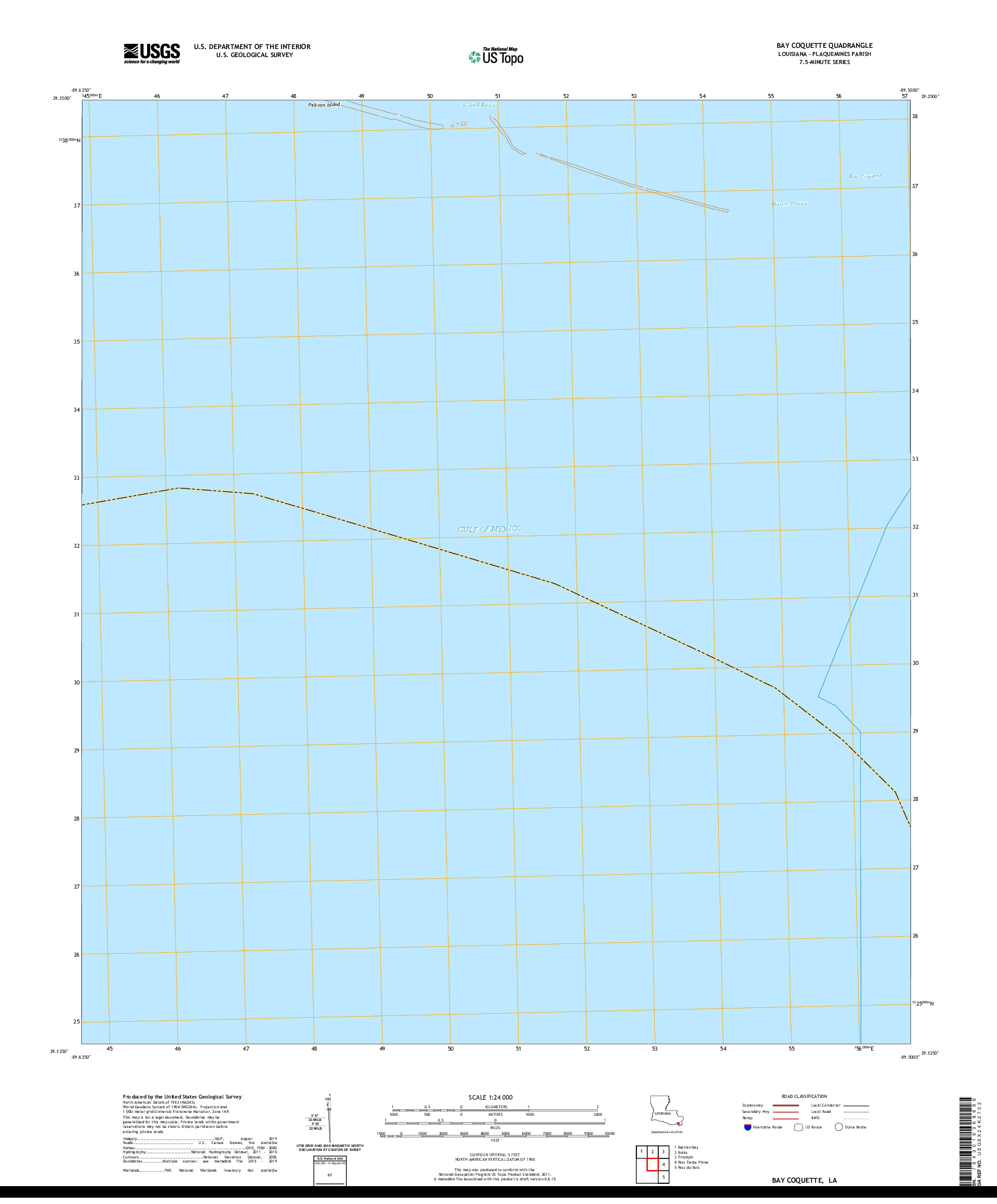 USGS US TOPO 7.5-MINUTE MAP FOR BAY COQUETTE, LA 2020