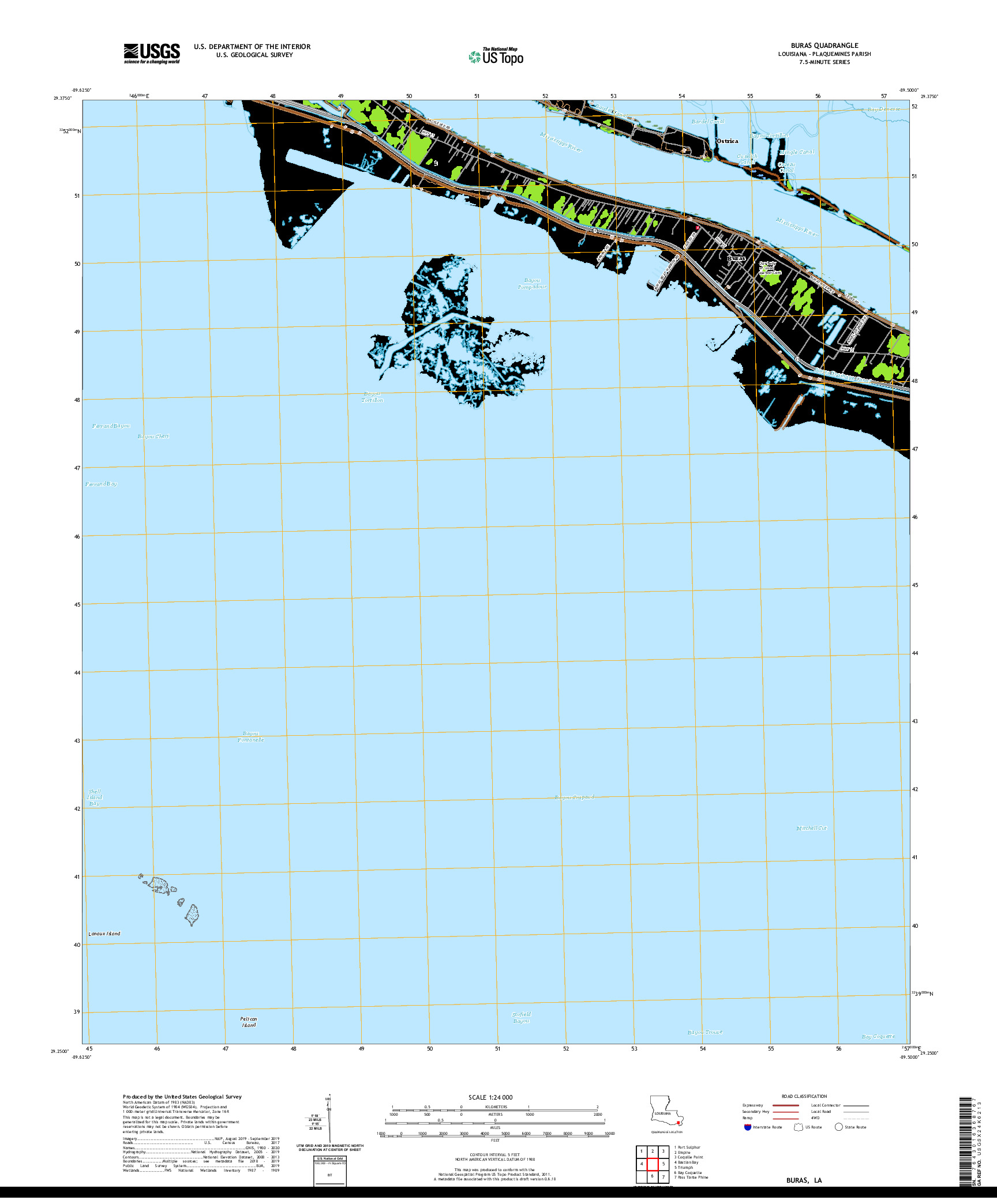 USGS US TOPO 7.5-MINUTE MAP FOR BURAS, LA 2020