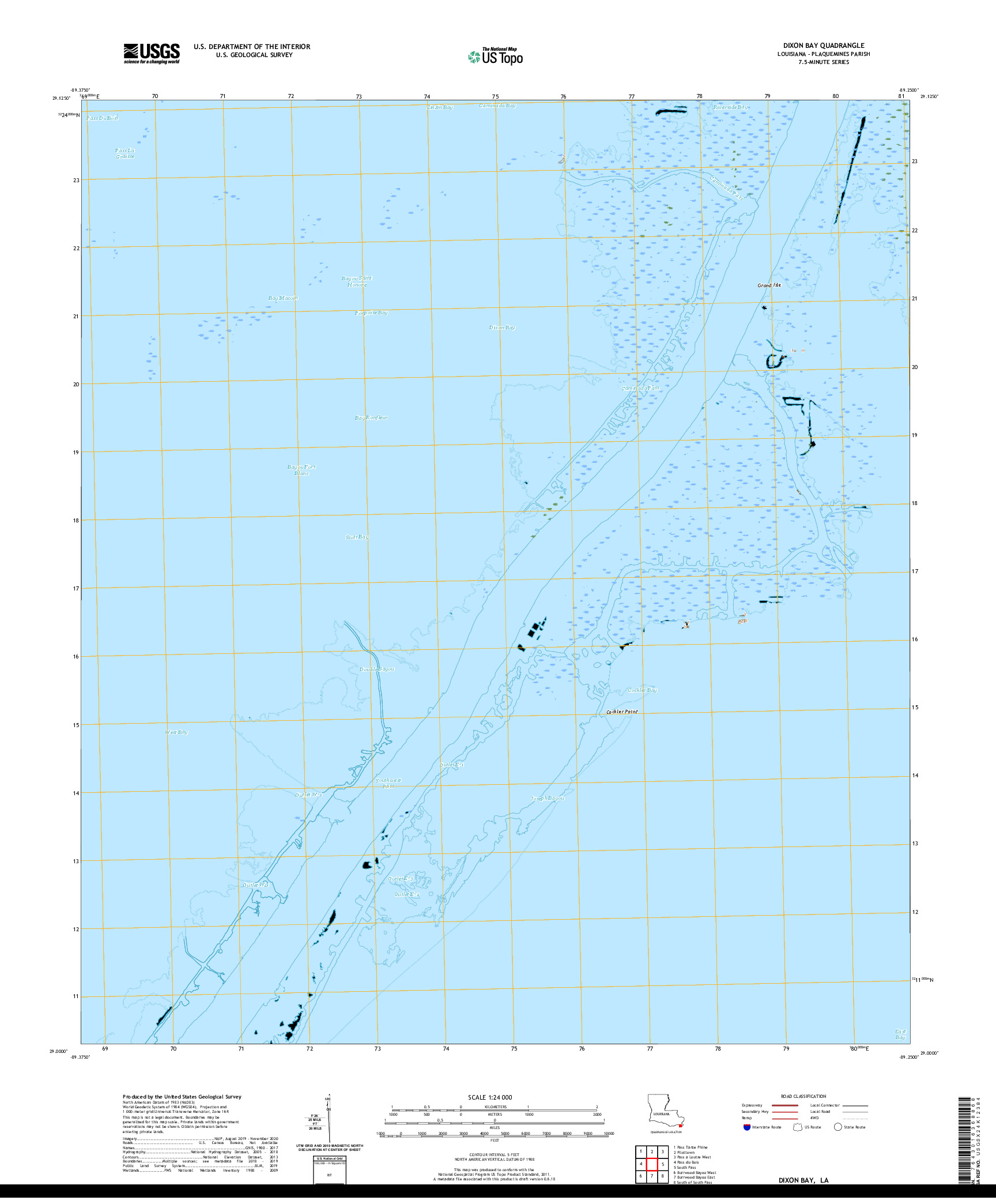 USGS US TOPO 7.5-MINUTE MAP FOR DIXON BAY, LA 2020