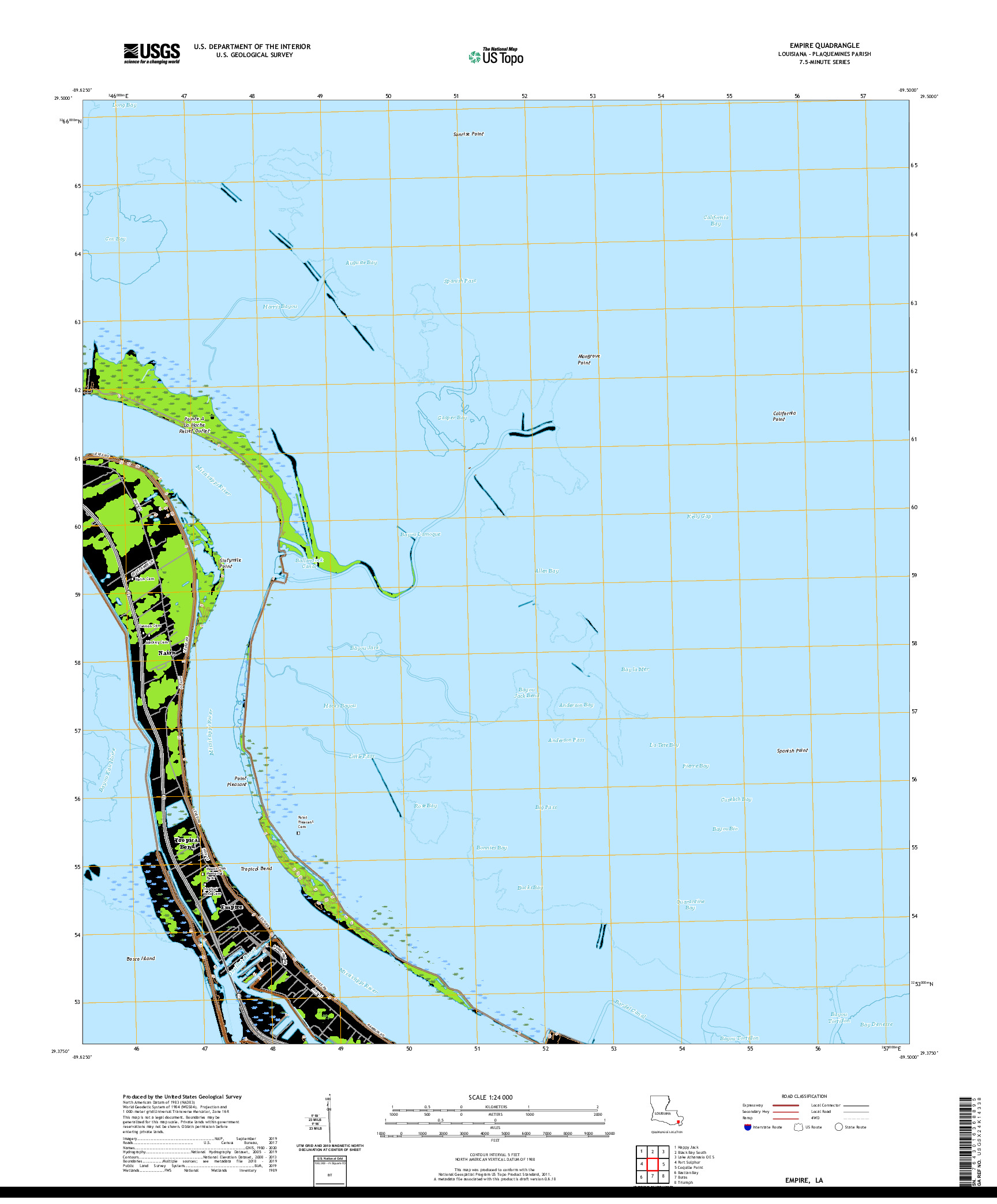 USGS US TOPO 7.5-MINUTE MAP FOR EMPIRE, LA 2020