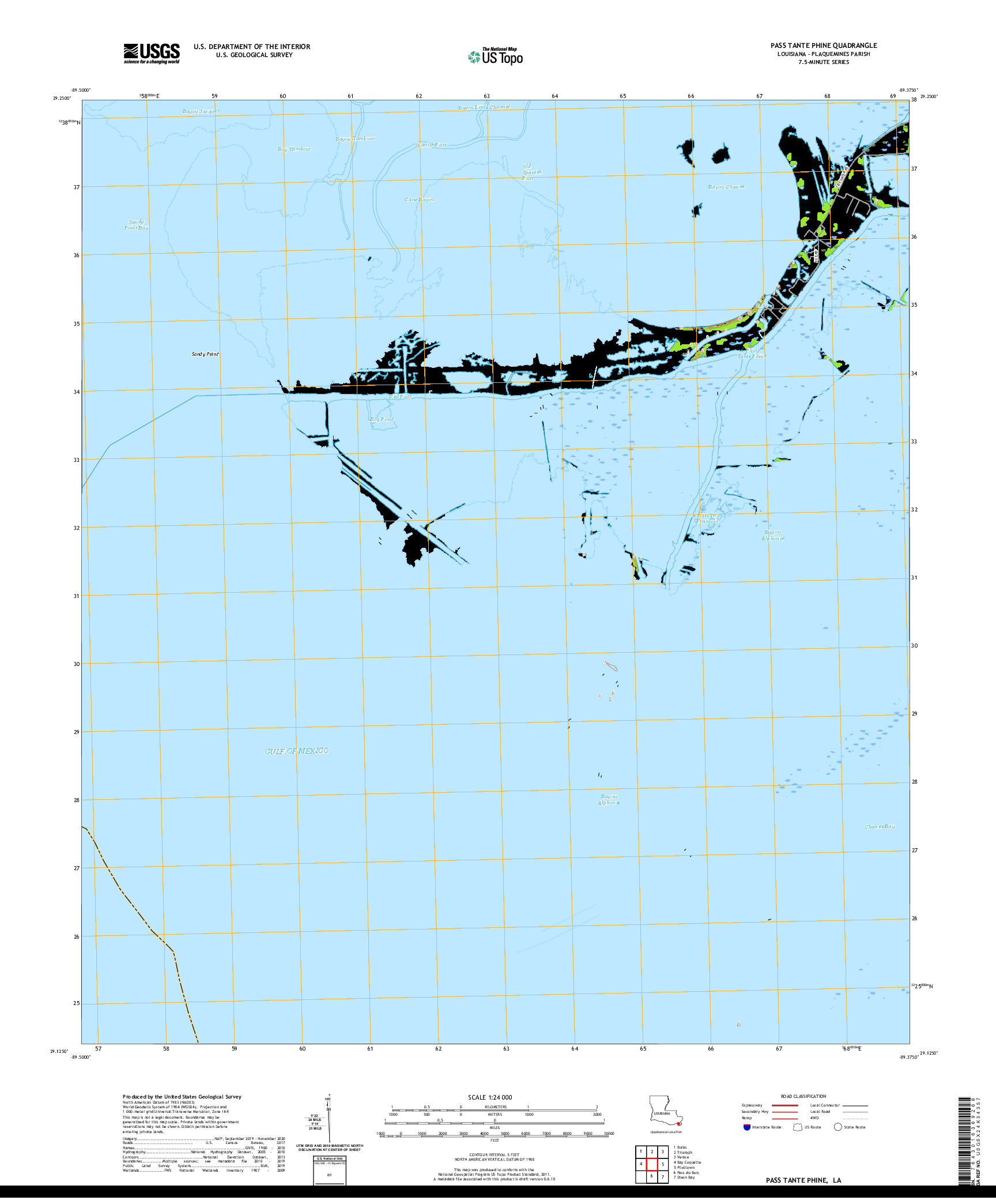 USGS US TOPO 7.5-MINUTE MAP FOR PASS TANTE PHINE, LA 2020