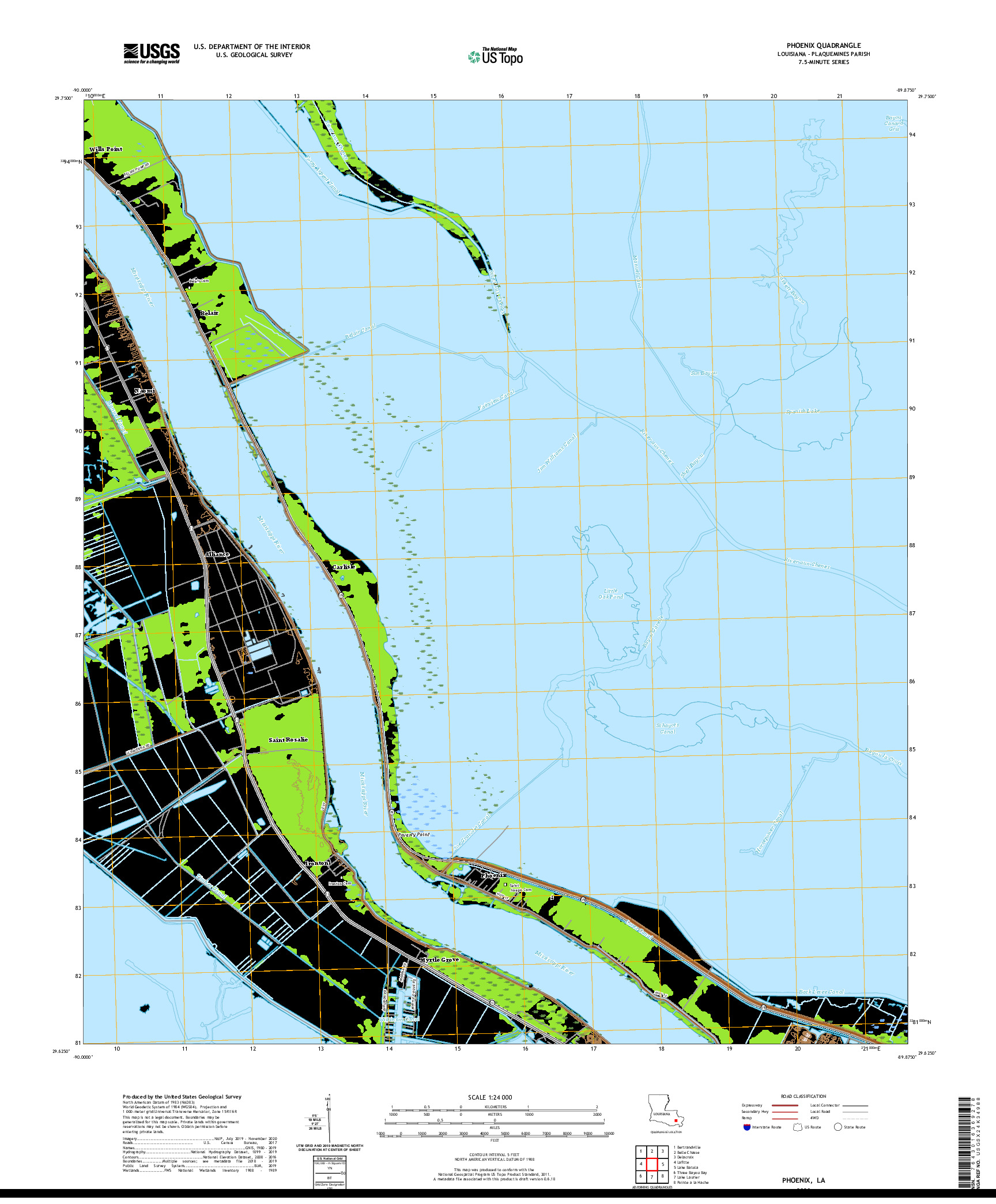 USGS US TOPO 7.5-MINUTE MAP FOR PHOENIX, LA 2020
