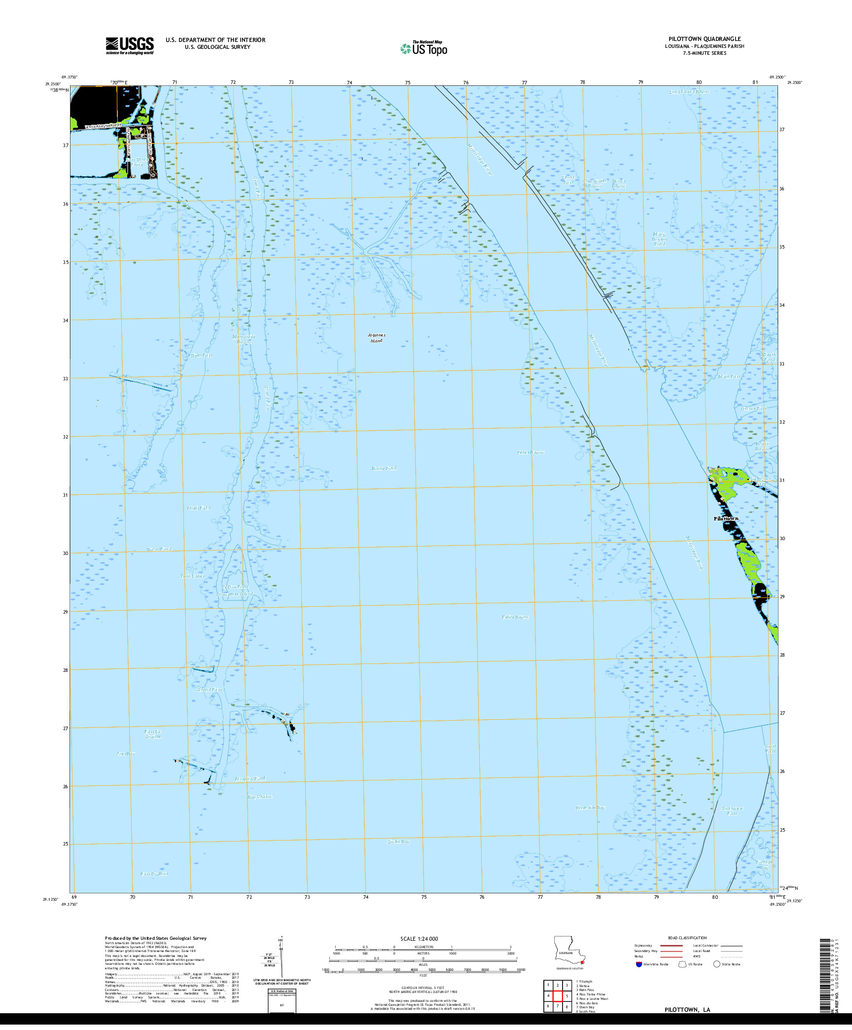 USGS US TOPO 7.5-MINUTE MAP FOR PILOTTOWN, LA 2020
