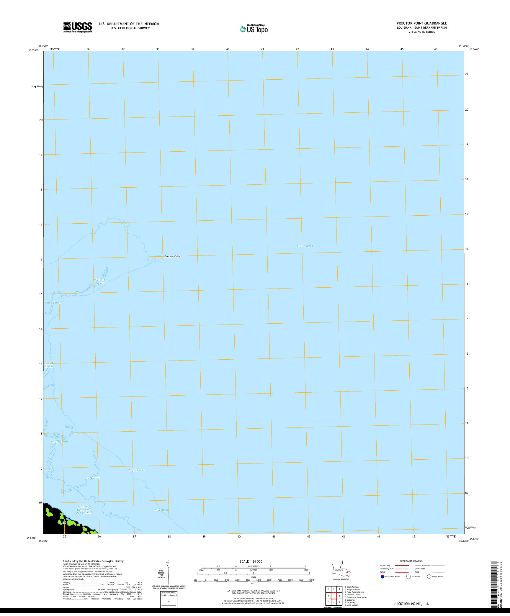 USGS US TOPO 7.5-MINUTE MAP FOR PROCTOR POINT, LA 2020