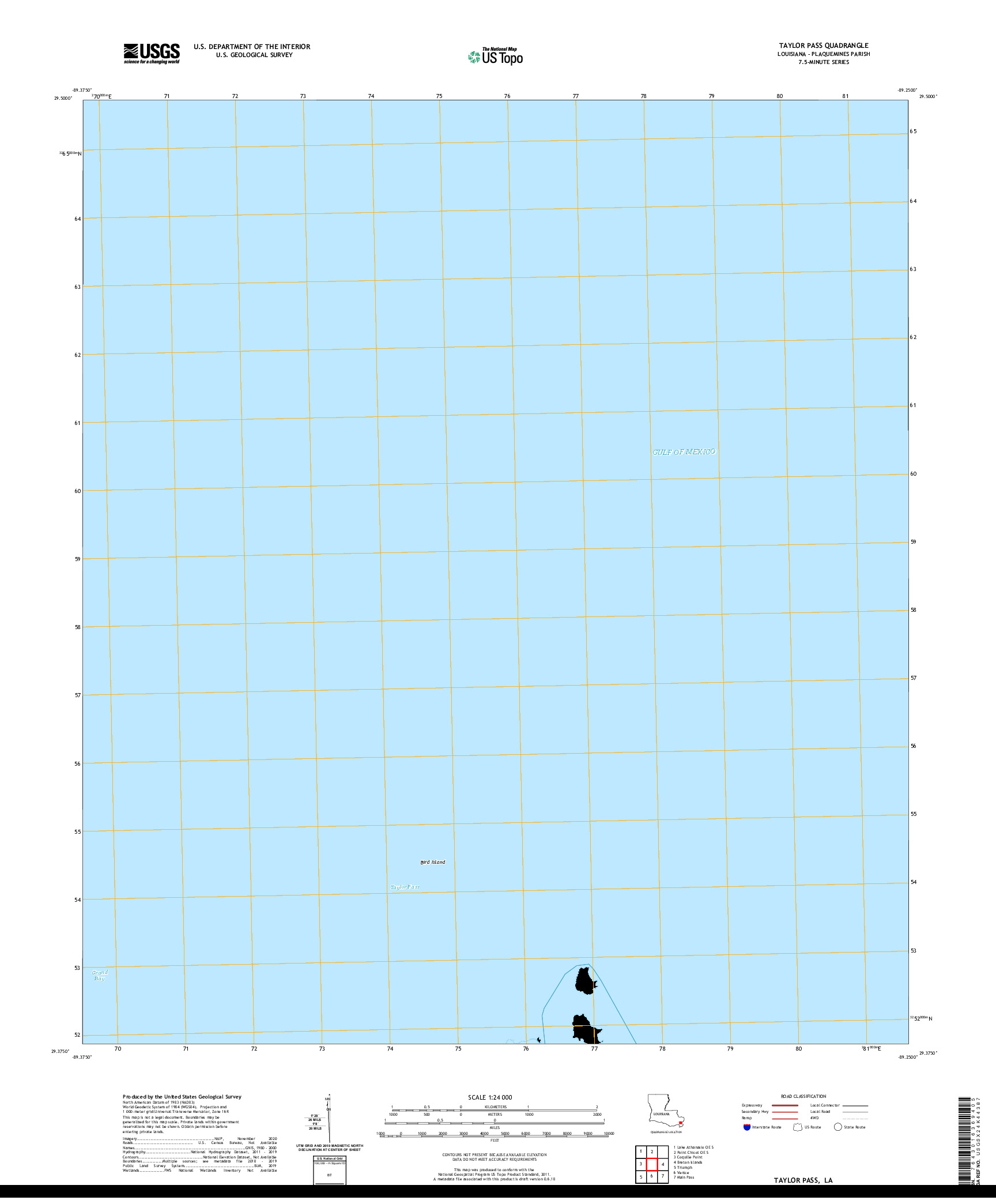 USGS US TOPO 7.5-MINUTE MAP FOR TAYLOR PASS, LA 2020