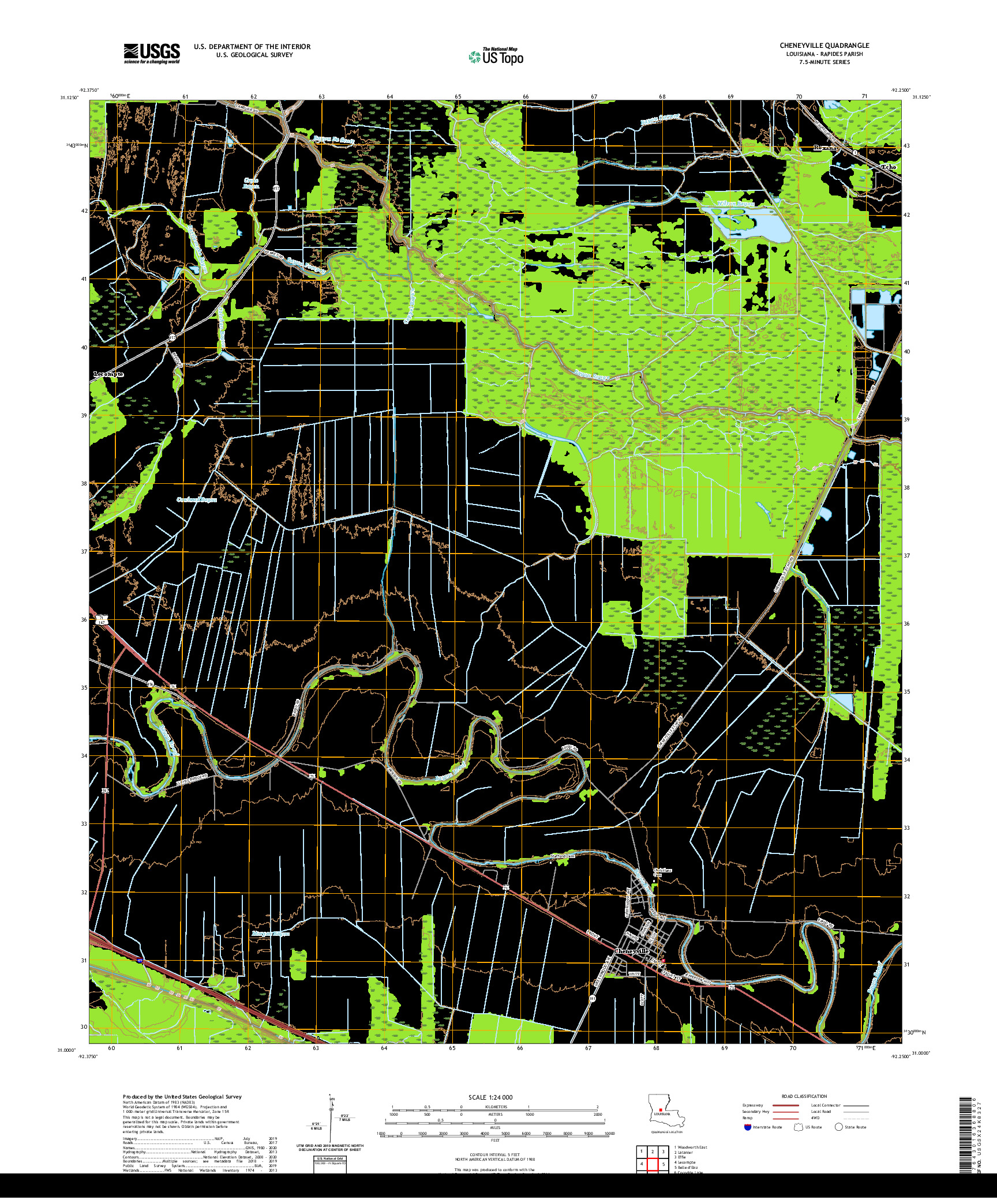 USGS US TOPO 7.5-MINUTE MAP FOR CHENEYVILLE, LA 2020