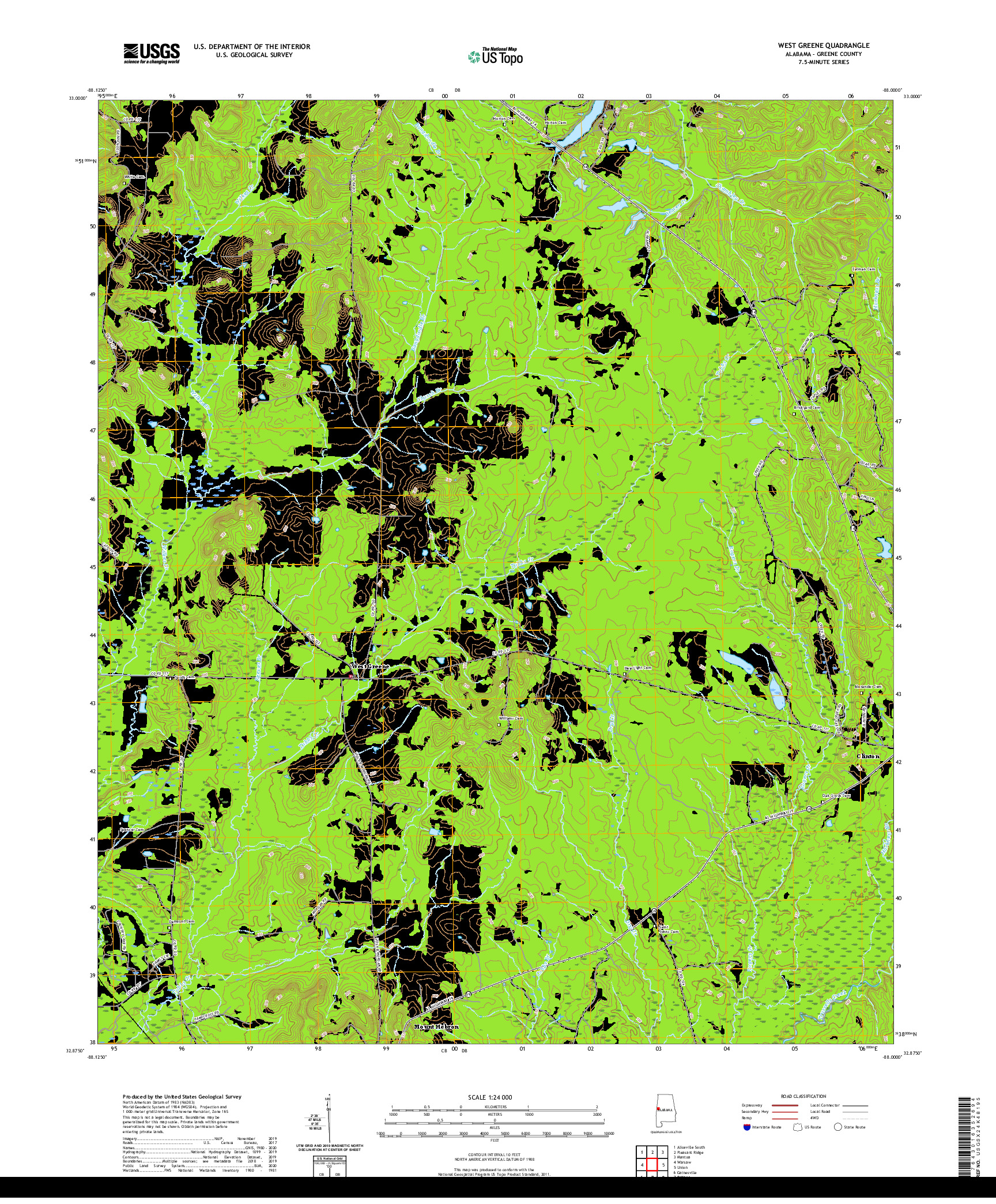 USGS US TOPO 7.5-MINUTE MAP FOR WEST GREENE, AL 2020