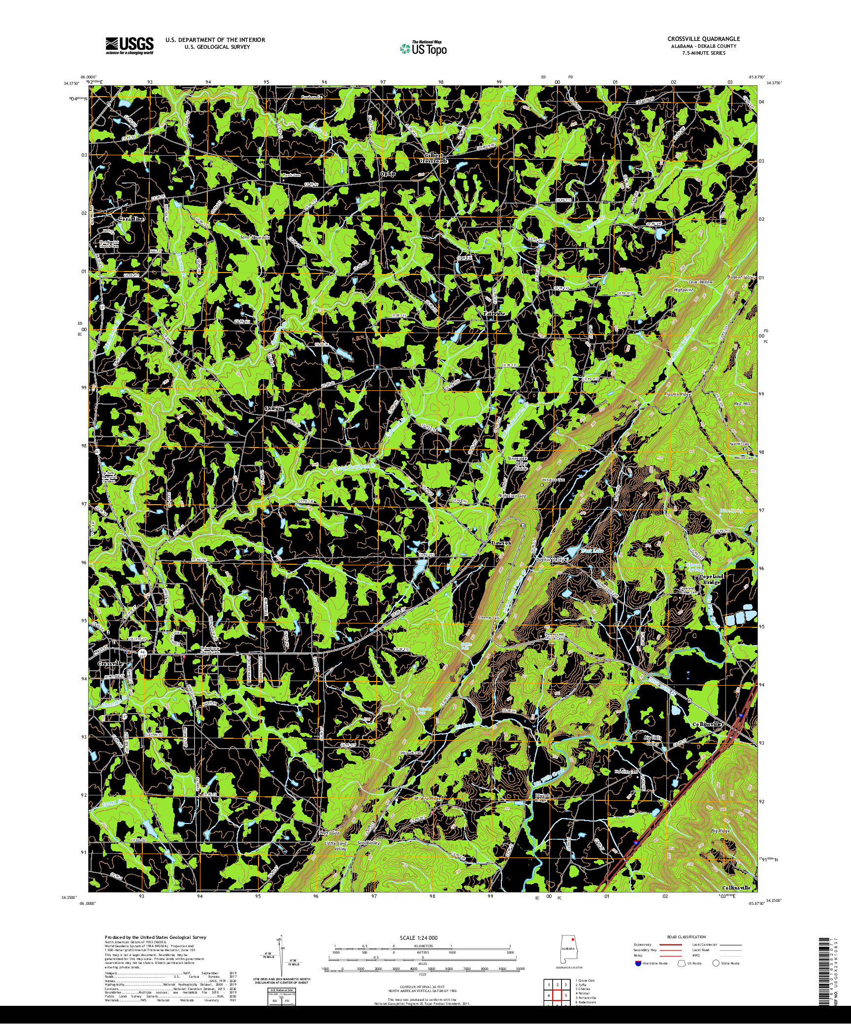 USGS US TOPO 7.5-MINUTE MAP FOR CROSSVILLE, AL 2020