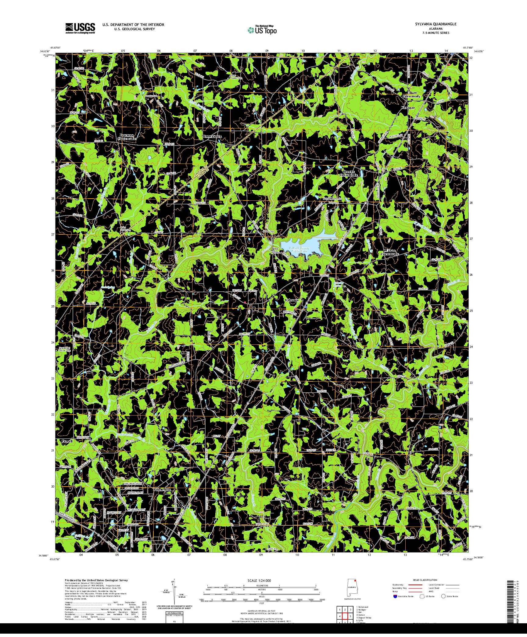 USGS US TOPO 7.5-MINUTE MAP FOR SYLVANIA, AL 2020