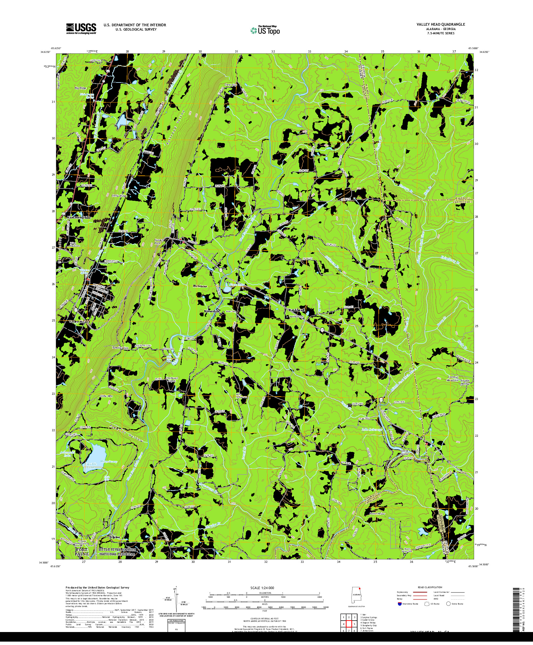 USGS US TOPO 7.5-MINUTE MAP FOR VALLEY HEAD, AL,GA 2020