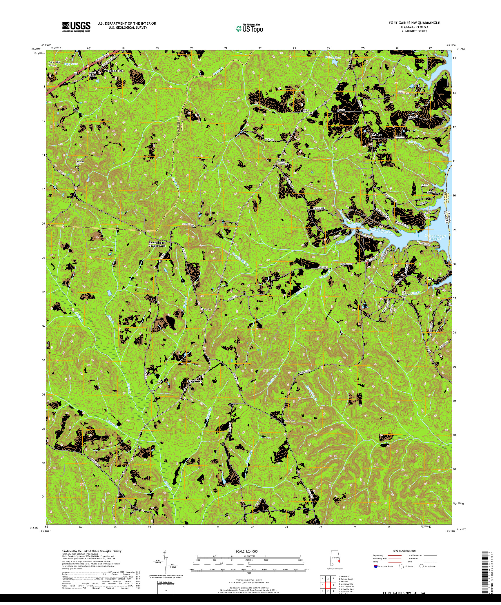 USGS US TOPO 7.5-MINUTE MAP FOR FORT GAINES NW, AL,GA 2020