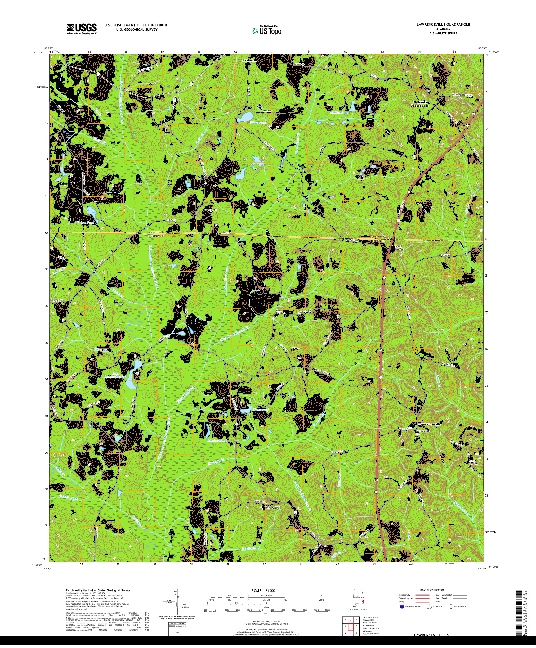 USGS US TOPO 7.5-MINUTE MAP FOR LAWRENCEVILLE, AL 2020