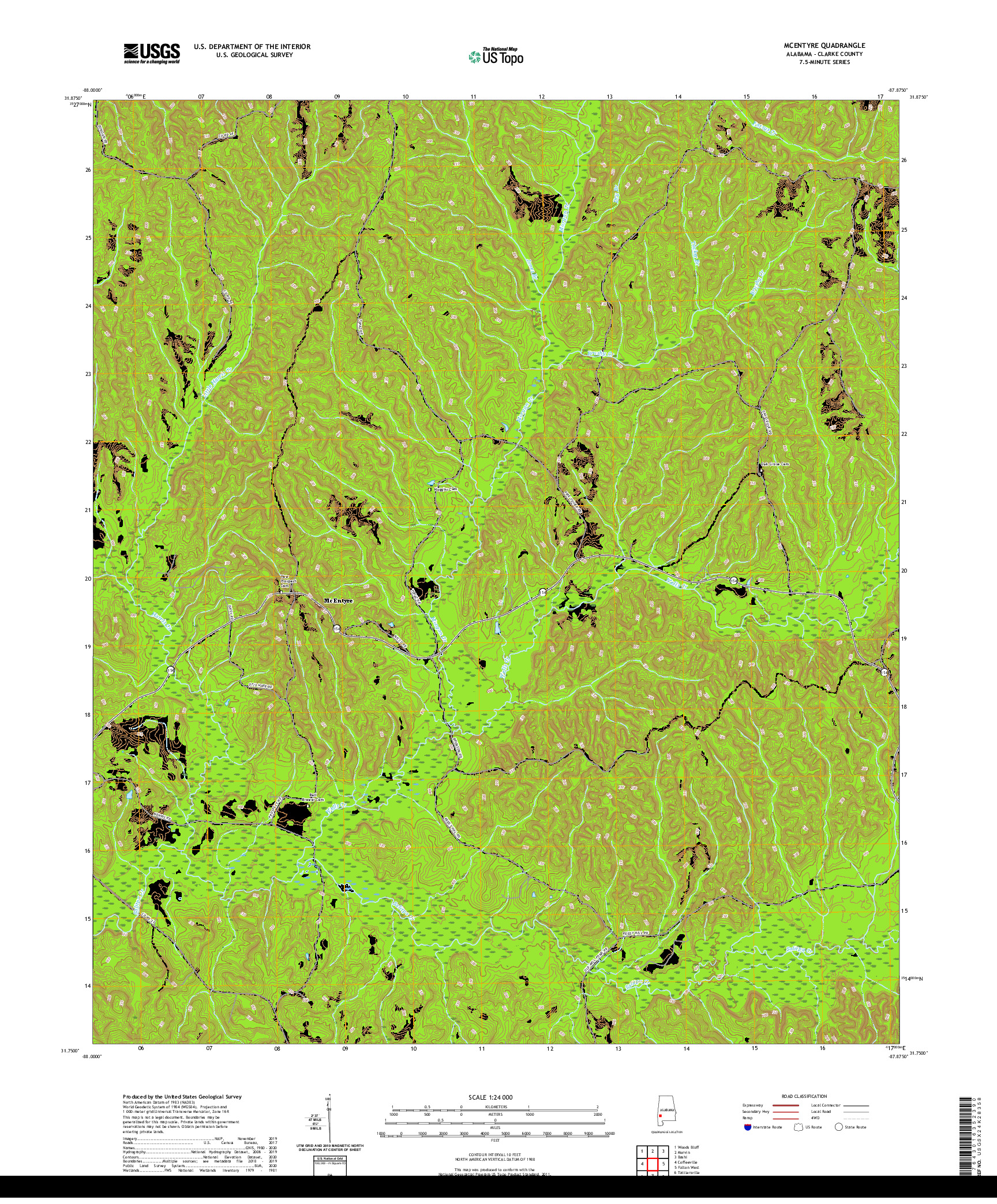 USGS US TOPO 7.5-MINUTE MAP FOR MCENTYRE, AL 2020