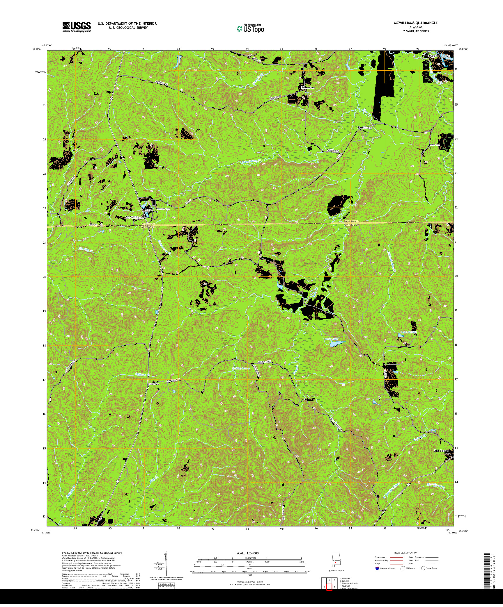 USGS US TOPO 7.5-MINUTE MAP FOR MCWILLIAMS, AL 2020