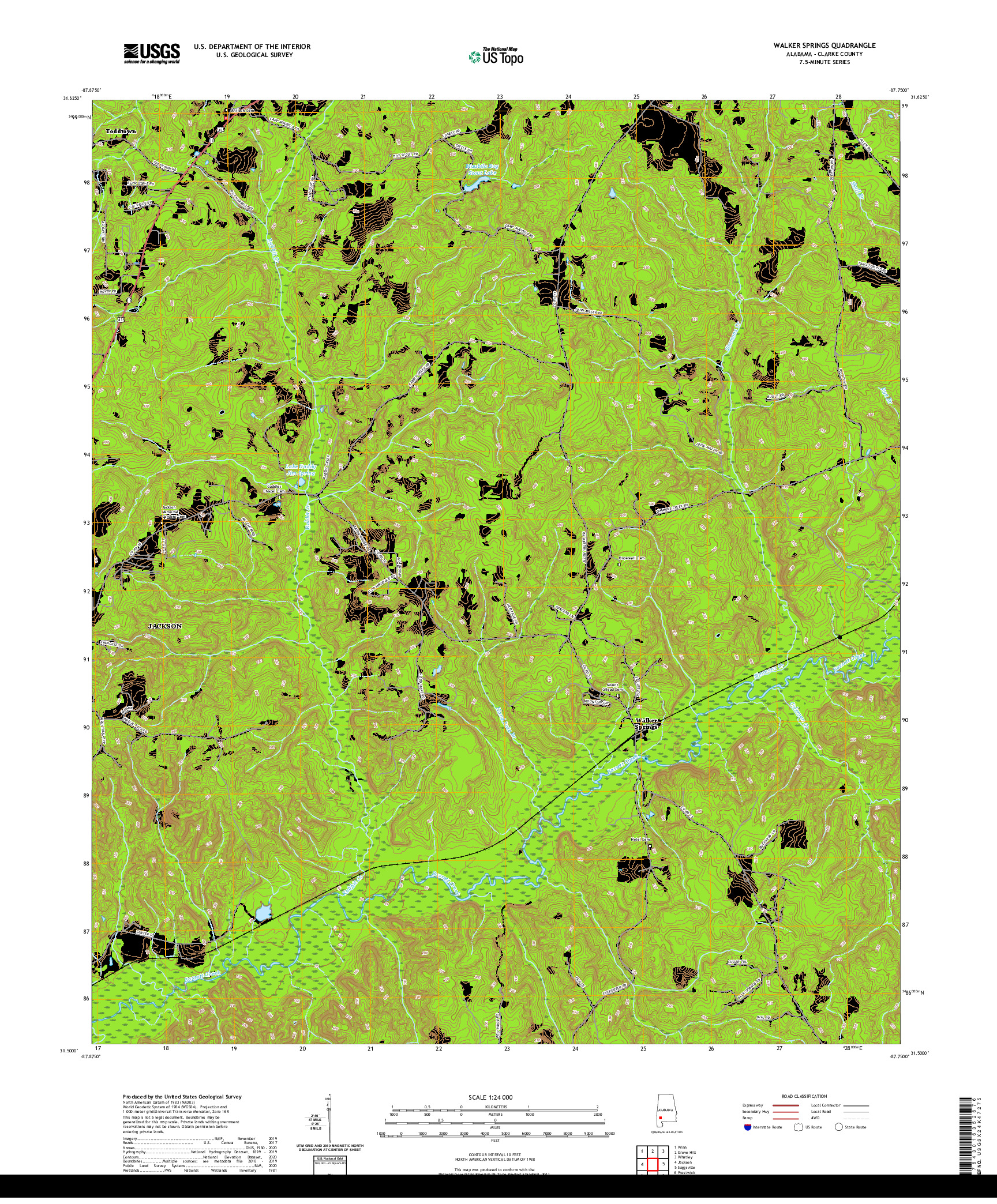 USGS US TOPO 7.5-MINUTE MAP FOR WALKER SPRINGS, AL 2020