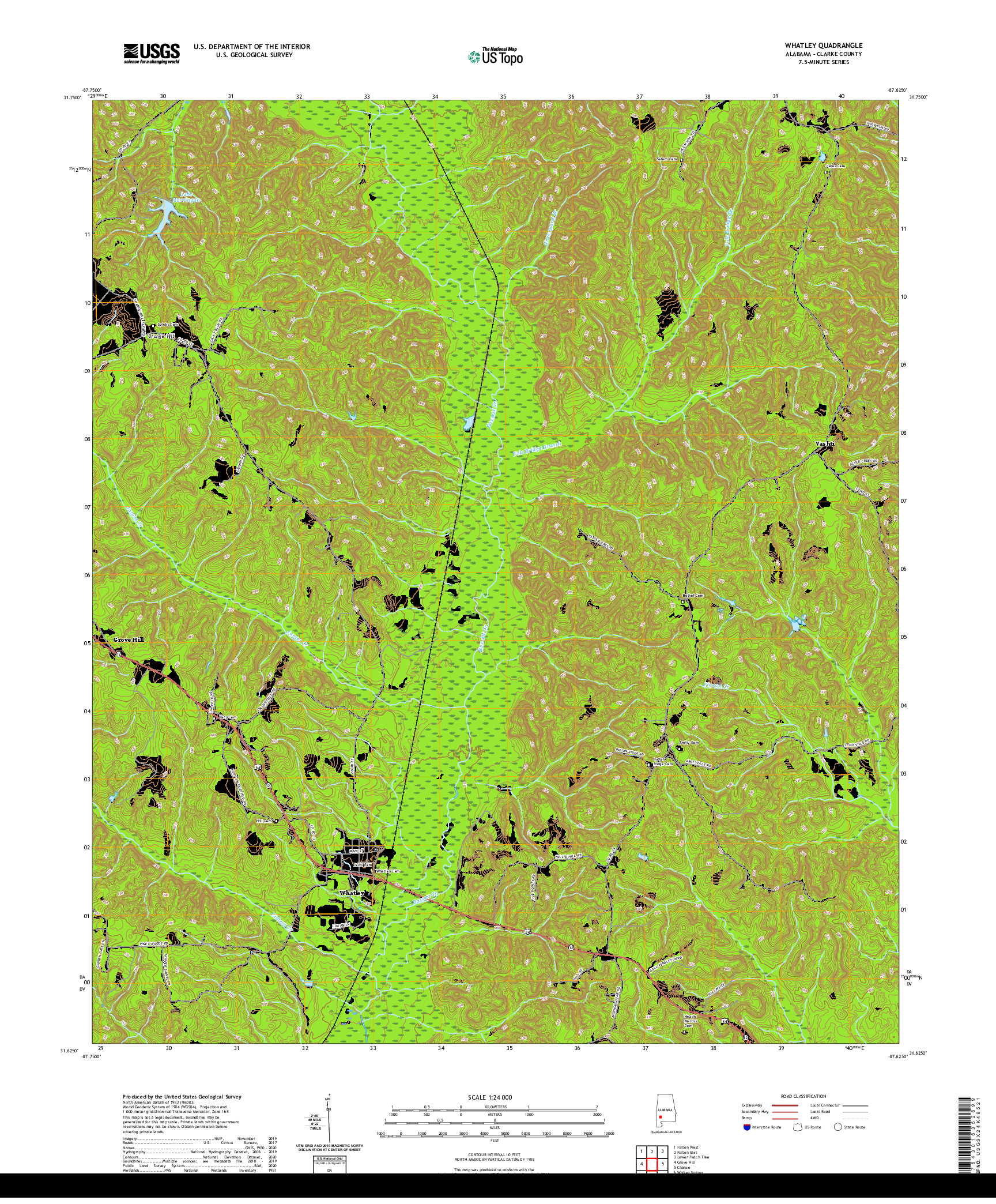 USGS US TOPO 7.5-MINUTE MAP FOR WHATLEY, AL 2020