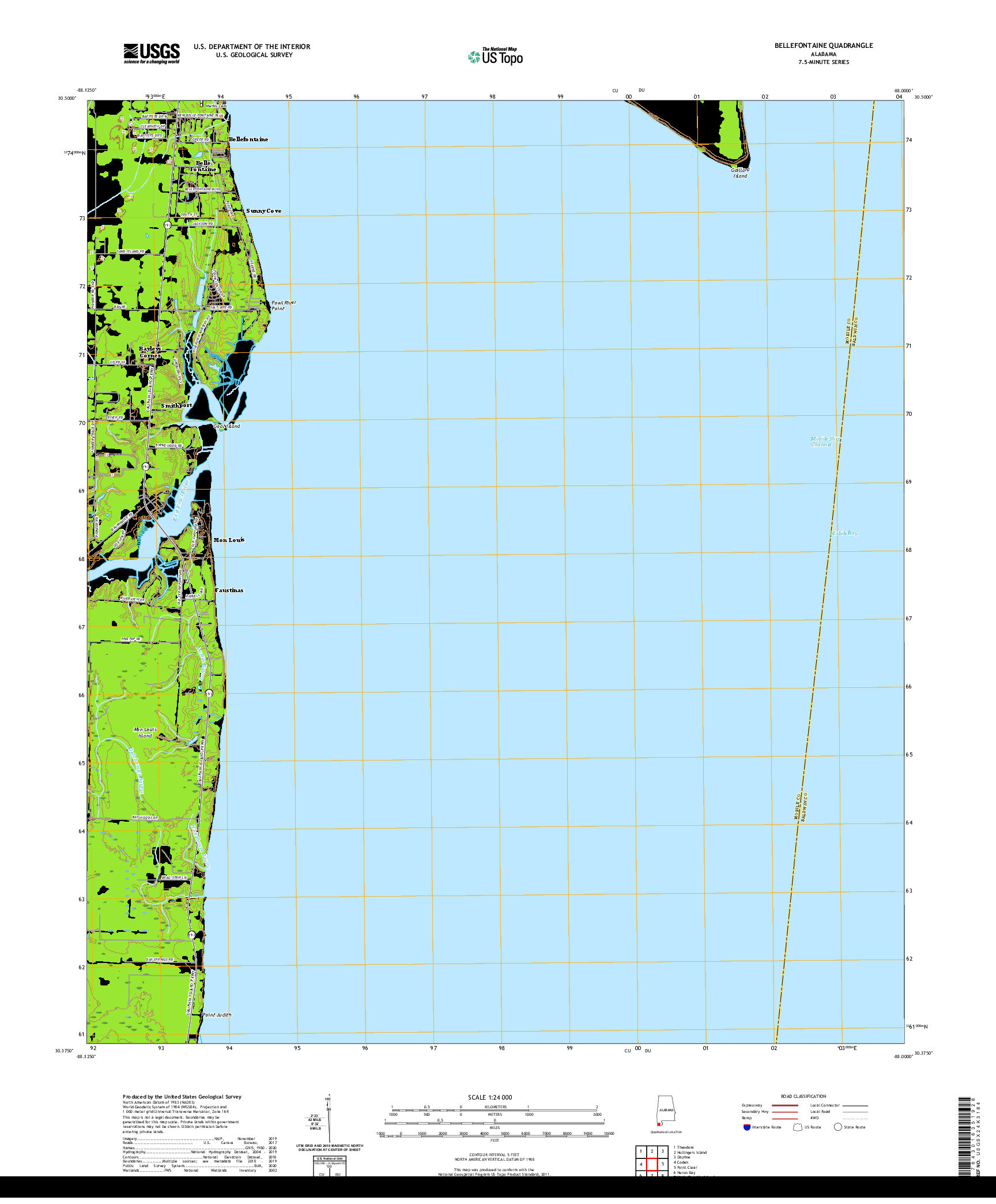 USGS US TOPO 7.5-MINUTE MAP FOR BELLEFONTAINE, AL 2020