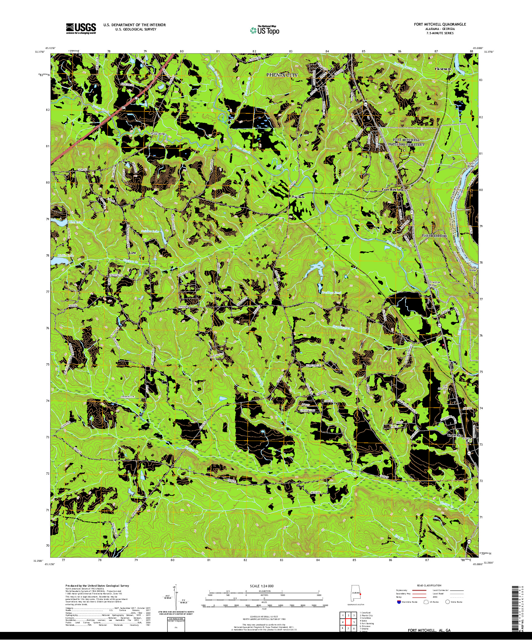 USGS US TOPO 7.5-MINUTE MAP FOR FORT MITCHELL, AL,GA 2020