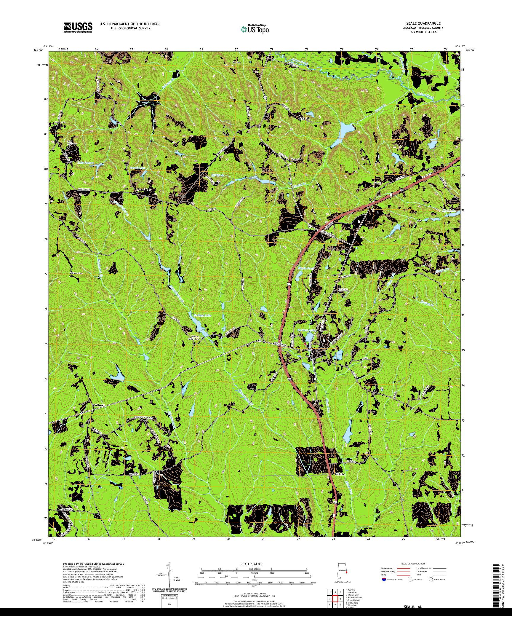 USGS US TOPO 7.5-MINUTE MAP FOR SEALE, AL 2020