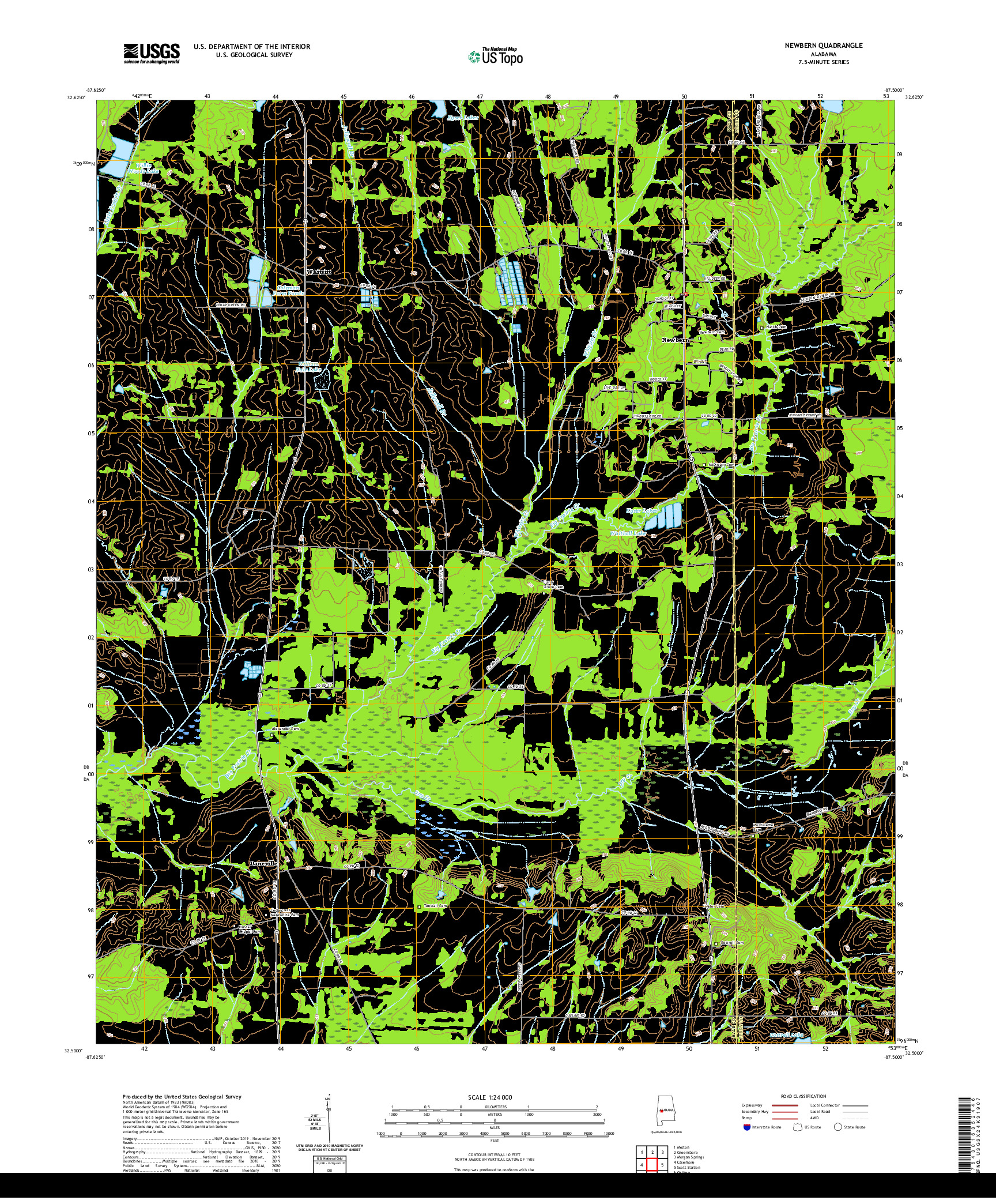 USGS US TOPO 7.5-MINUTE MAP FOR NEWBERN, AL 2020