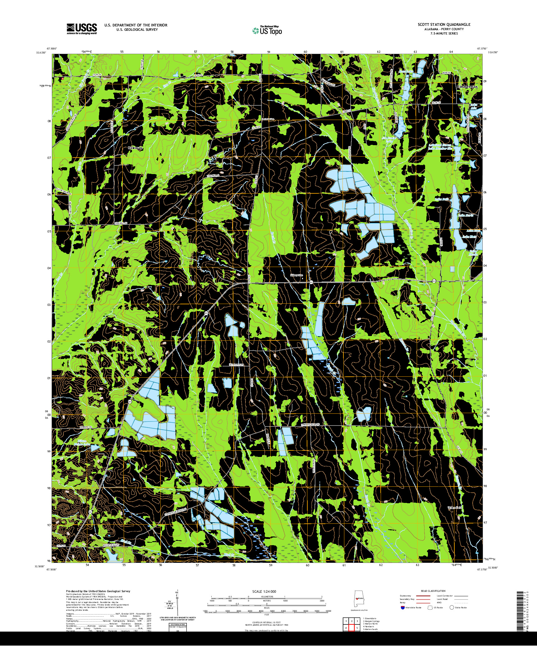 USGS US TOPO 7.5-MINUTE MAP FOR SCOTT STATION, AL 2020