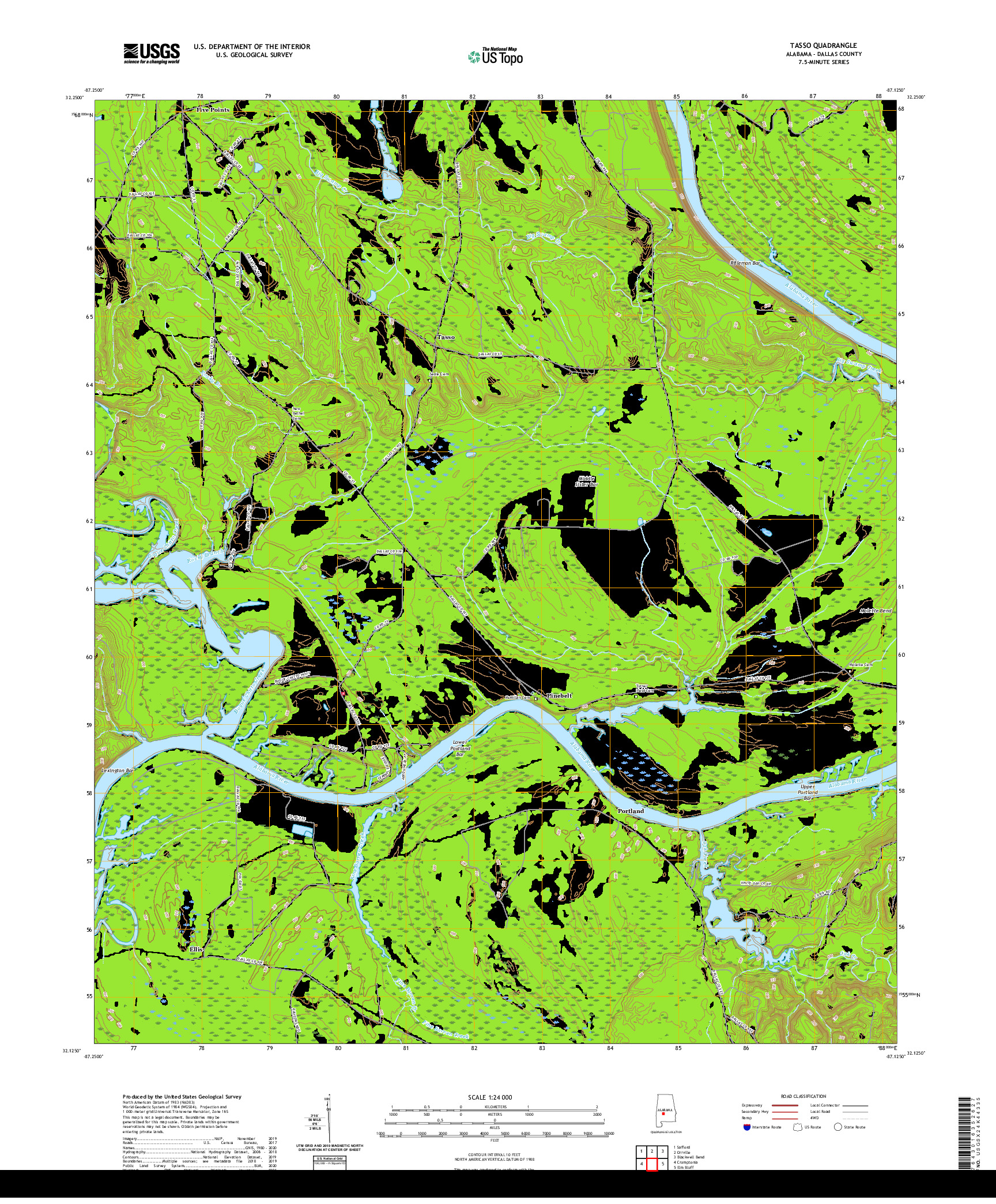 USGS US TOPO 7.5-MINUTE MAP FOR TASSO, AL 2020