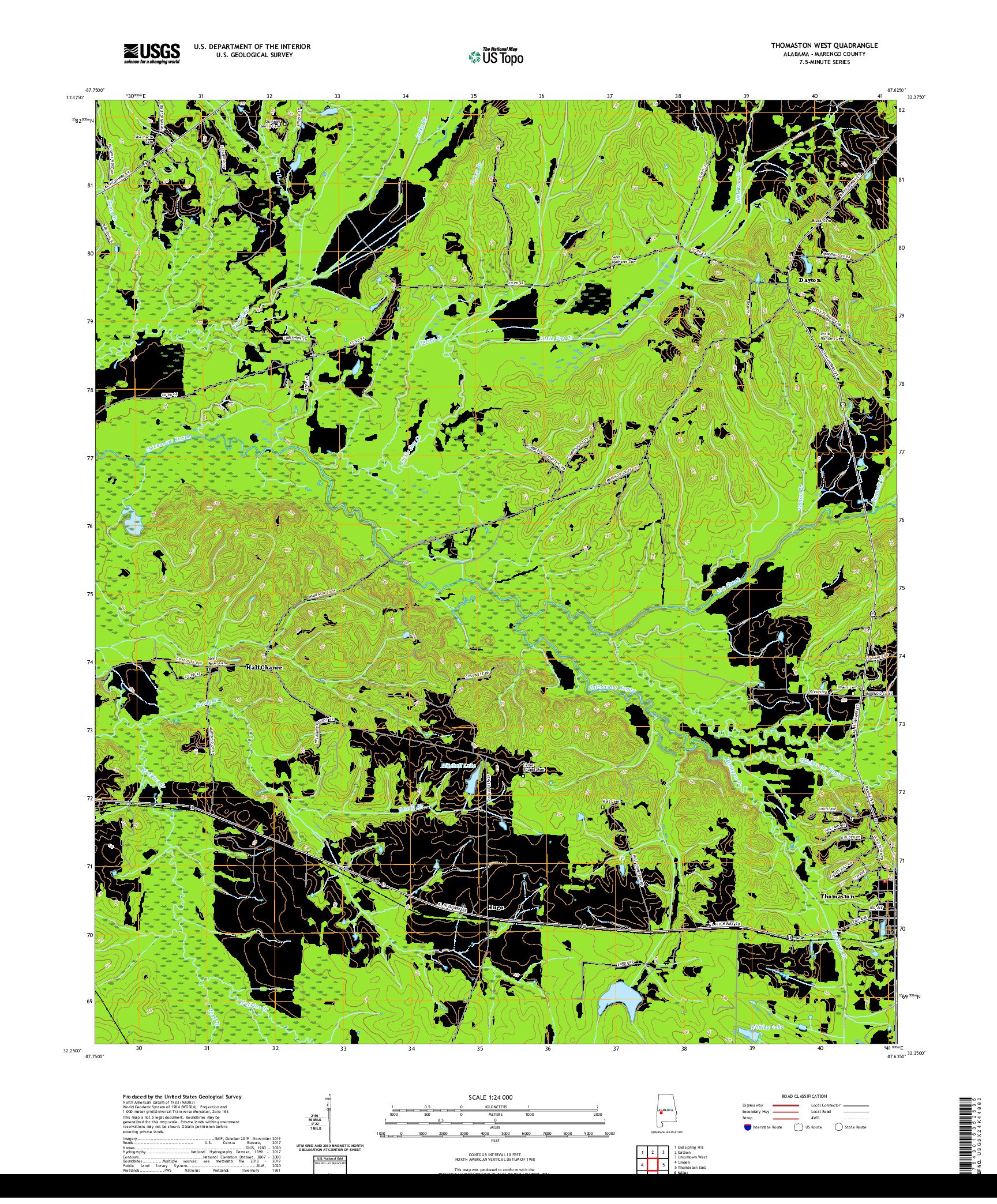 USGS US TOPO 7.5-MINUTE MAP FOR THOMASTON WEST, AL 2020