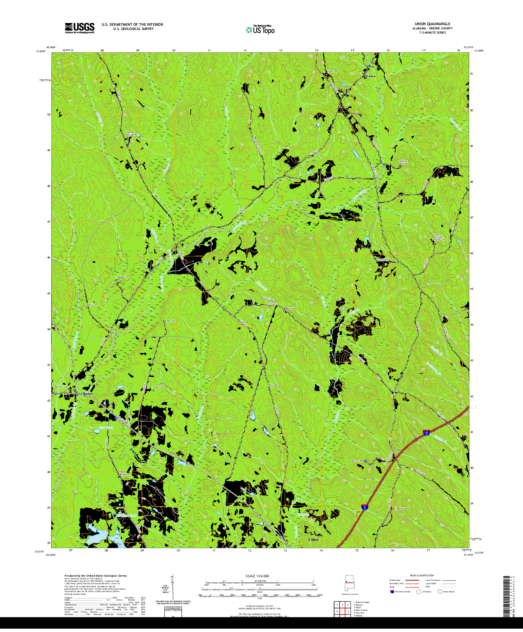 USGS US TOPO 7.5-MINUTE MAP FOR UNION, AL 2020