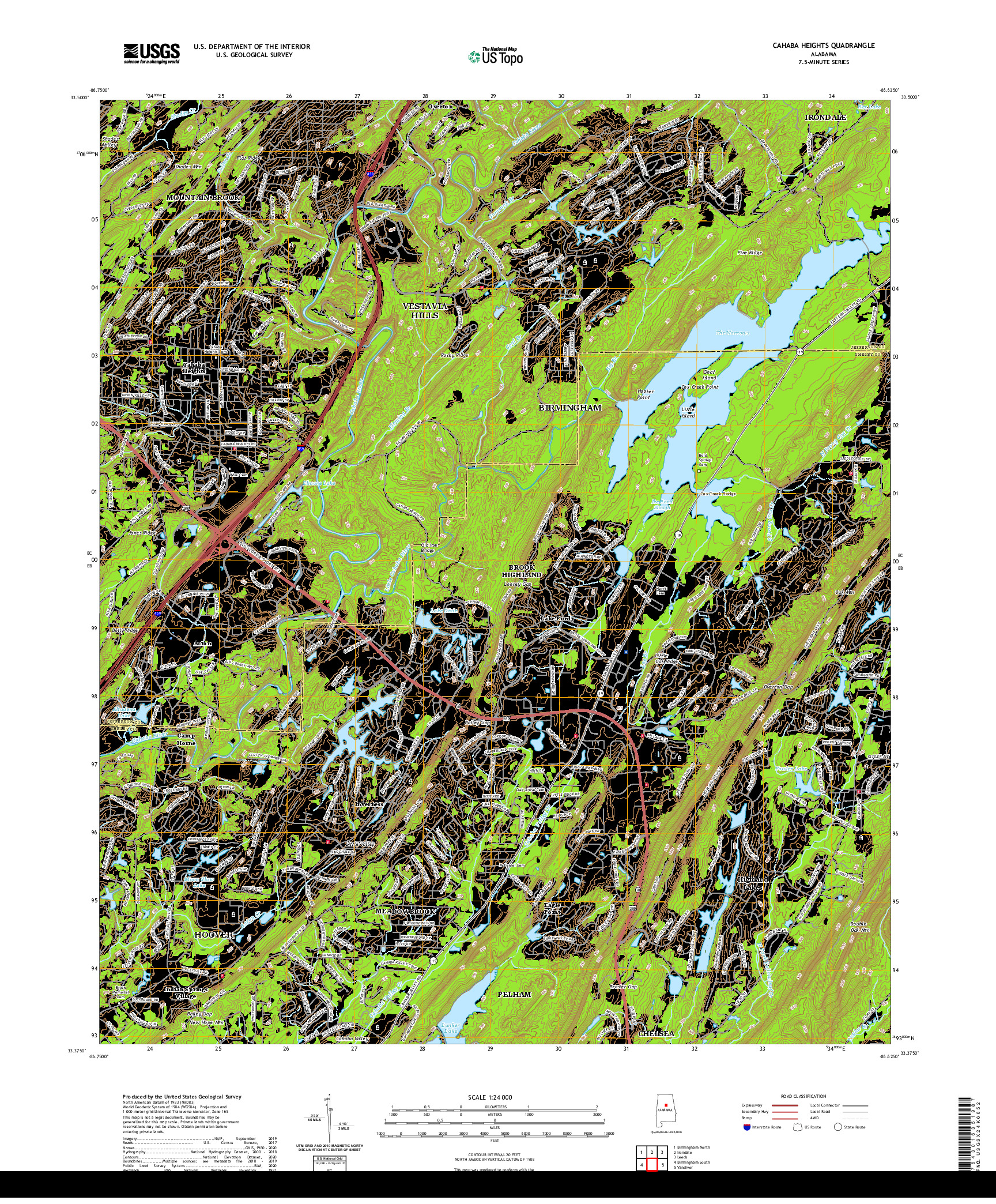 USGS US TOPO 7.5-MINUTE MAP FOR CAHABA HEIGHTS, AL 2020