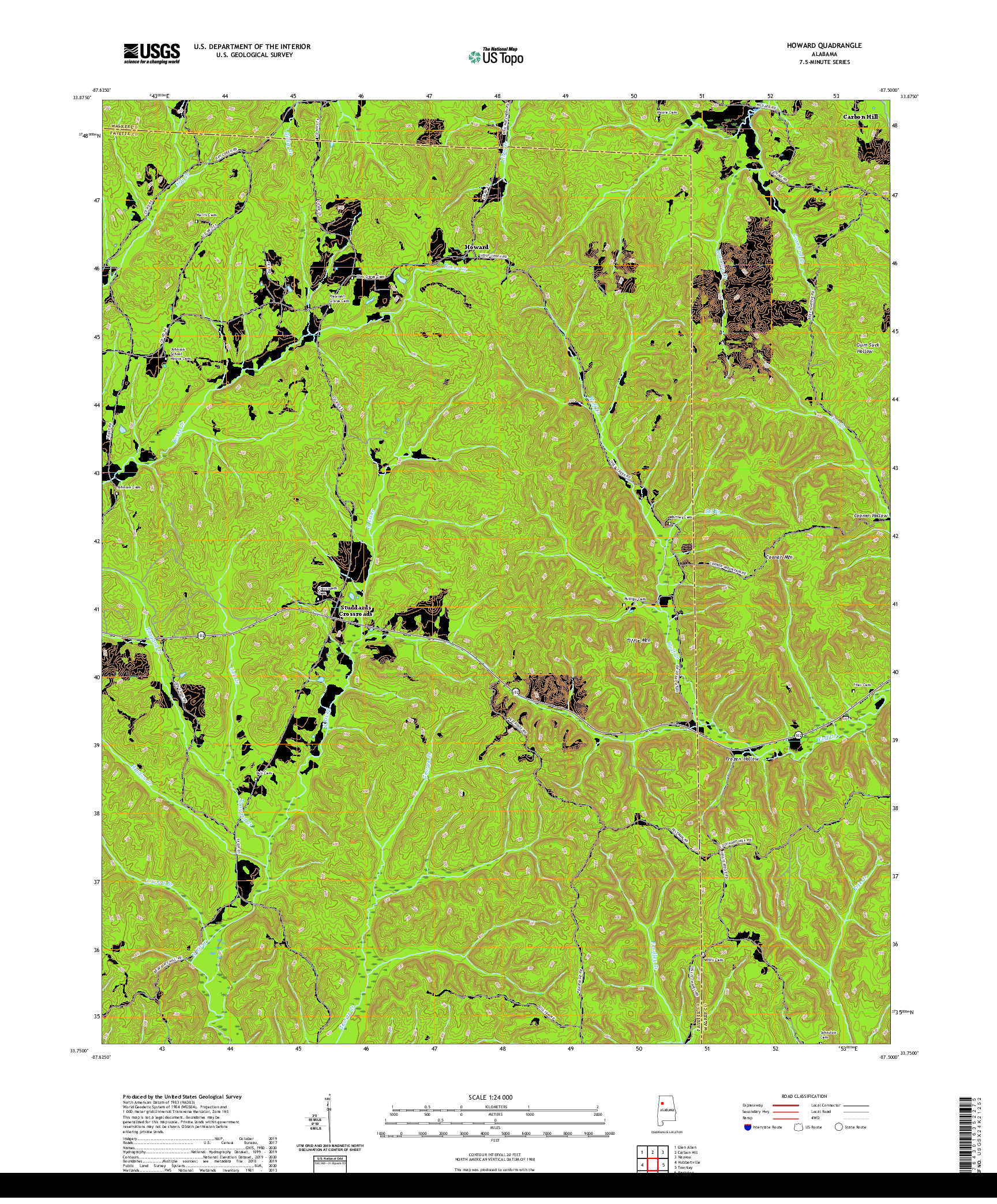 USGS US TOPO 7.5-MINUTE MAP FOR HOWARD, AL 2020