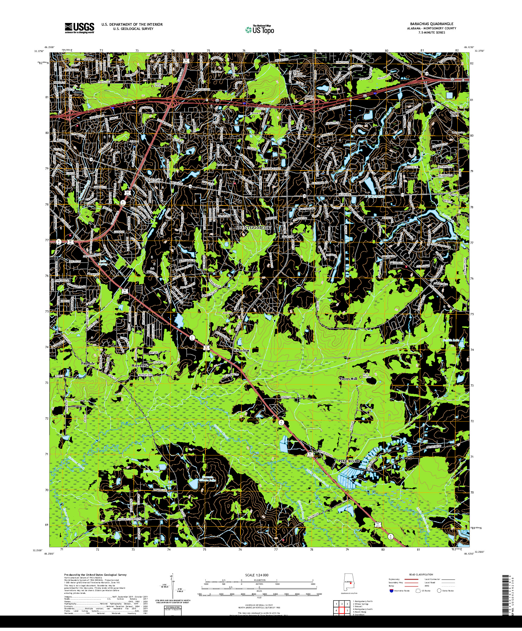 USGS US TOPO 7.5-MINUTE MAP FOR BARACHIAS, AL 2020