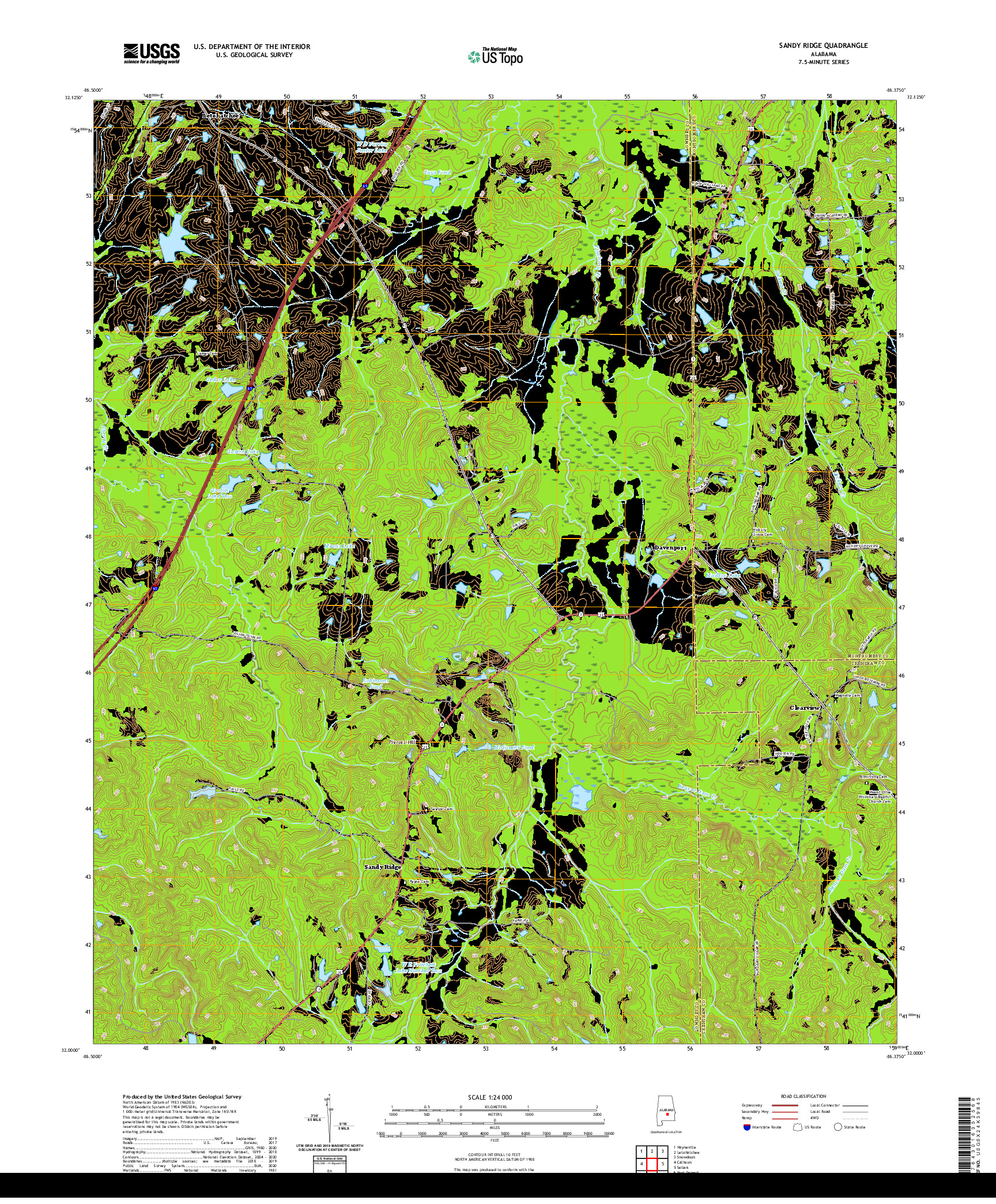 USGS US TOPO 7.5-MINUTE MAP FOR SANDY RIDGE, AL 2020