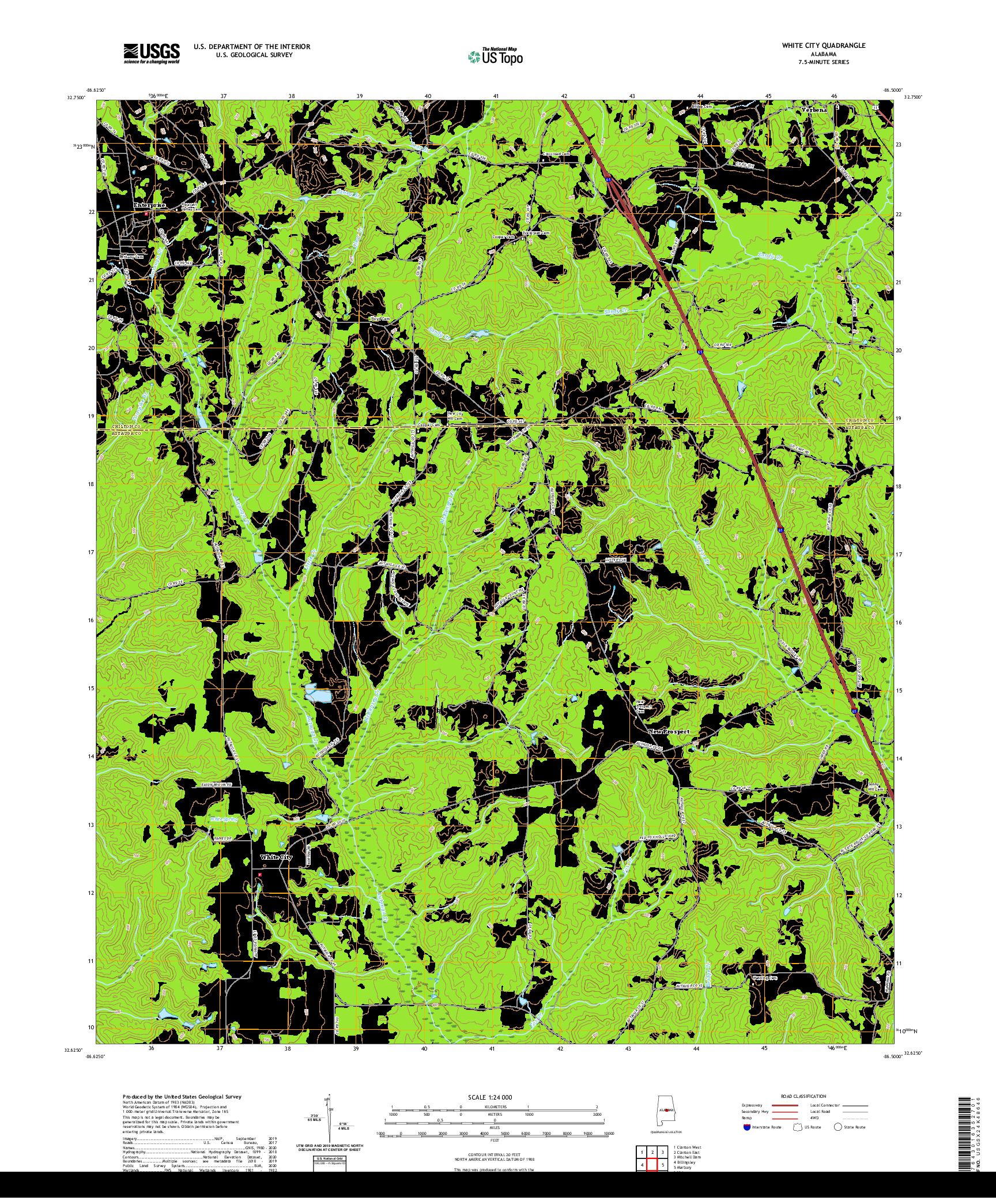 USGS US TOPO 7.5-MINUTE MAP FOR WHITE CITY, AL 2020