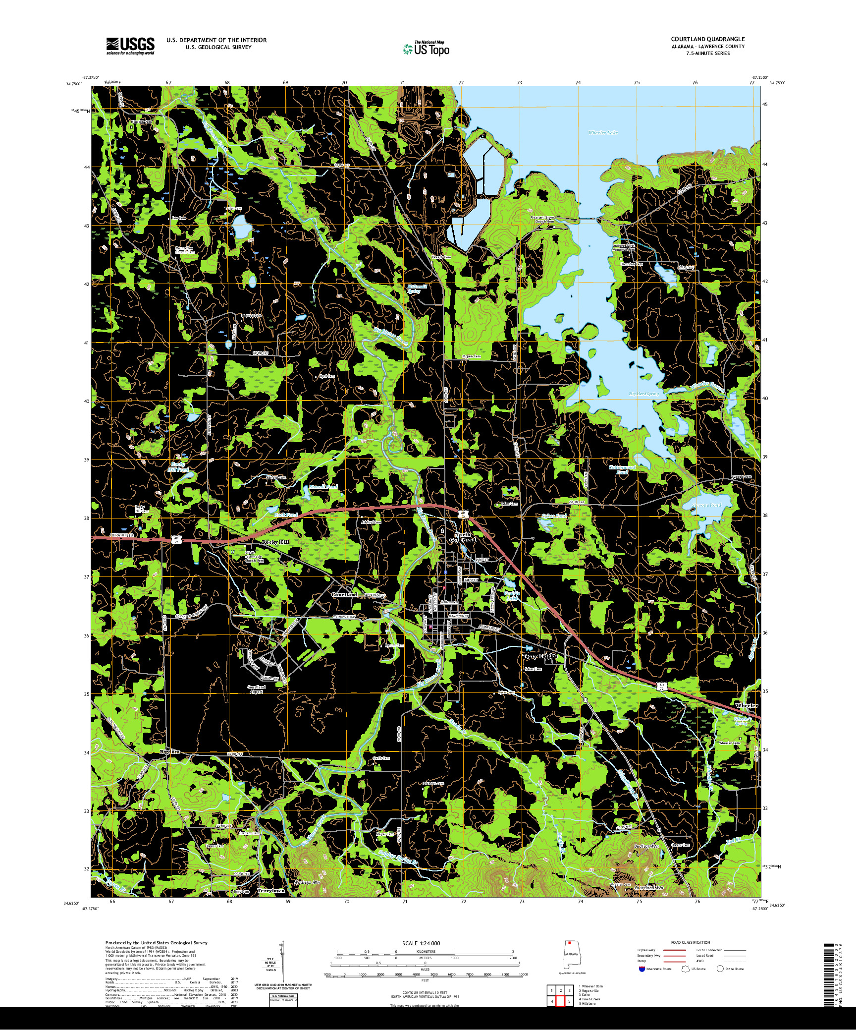 USGS US TOPO 7.5-MINUTE MAP FOR COURTLAND, AL 2020