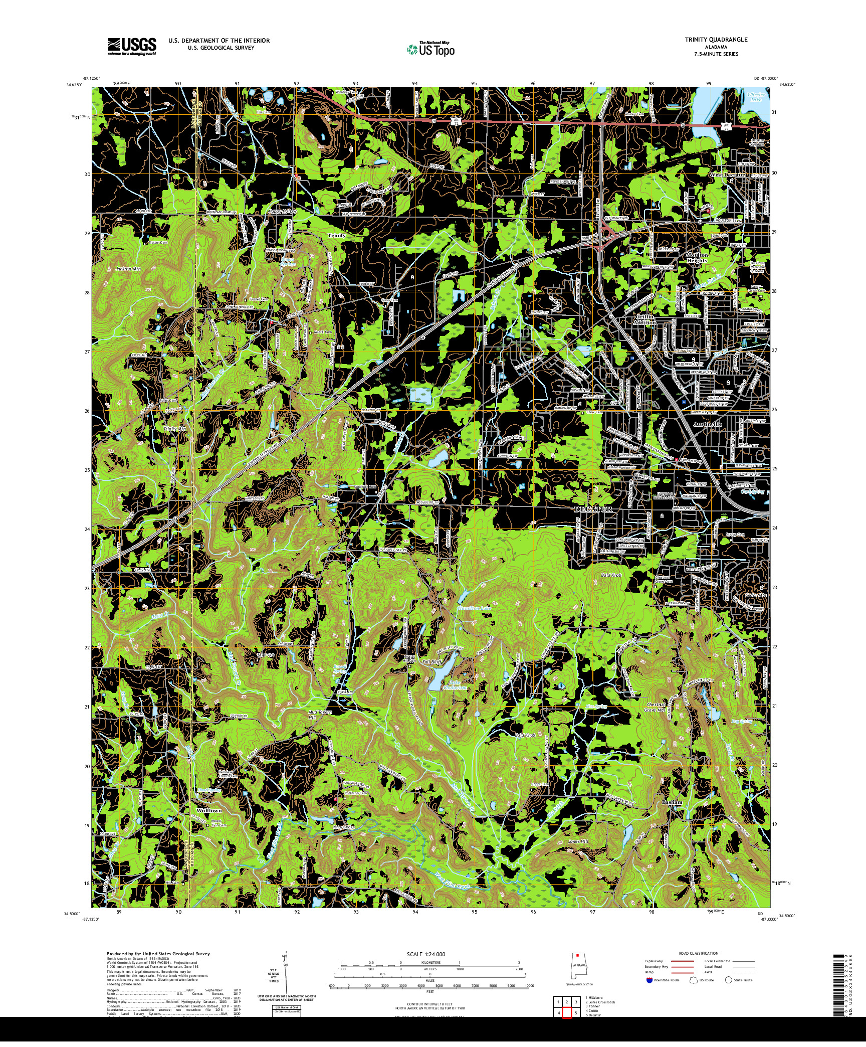 USGS US TOPO 7.5-MINUTE MAP FOR TRINITY, AL 2020