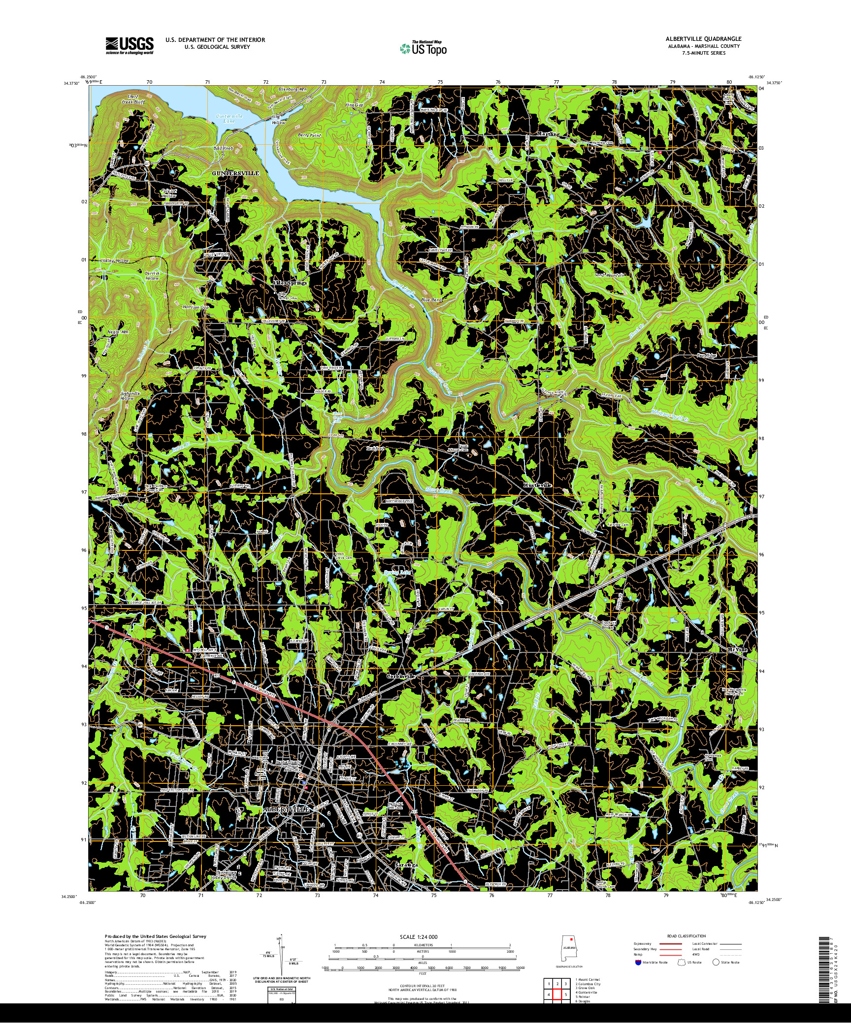 USGS US TOPO 7.5-MINUTE MAP FOR ALBERTVILLE, AL 2020