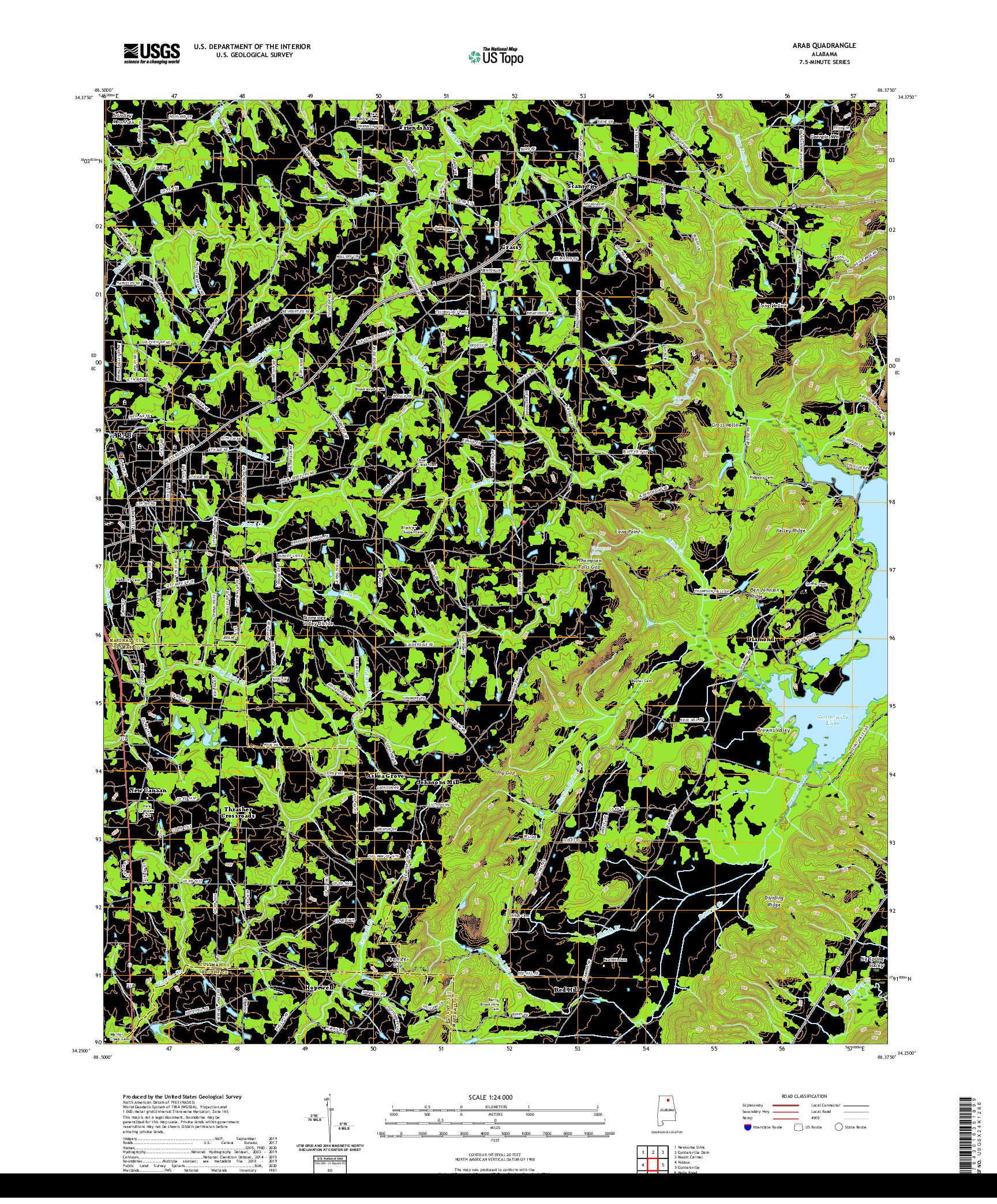 USGS US TOPO 7.5-MINUTE MAP FOR ARAB, AL 2020