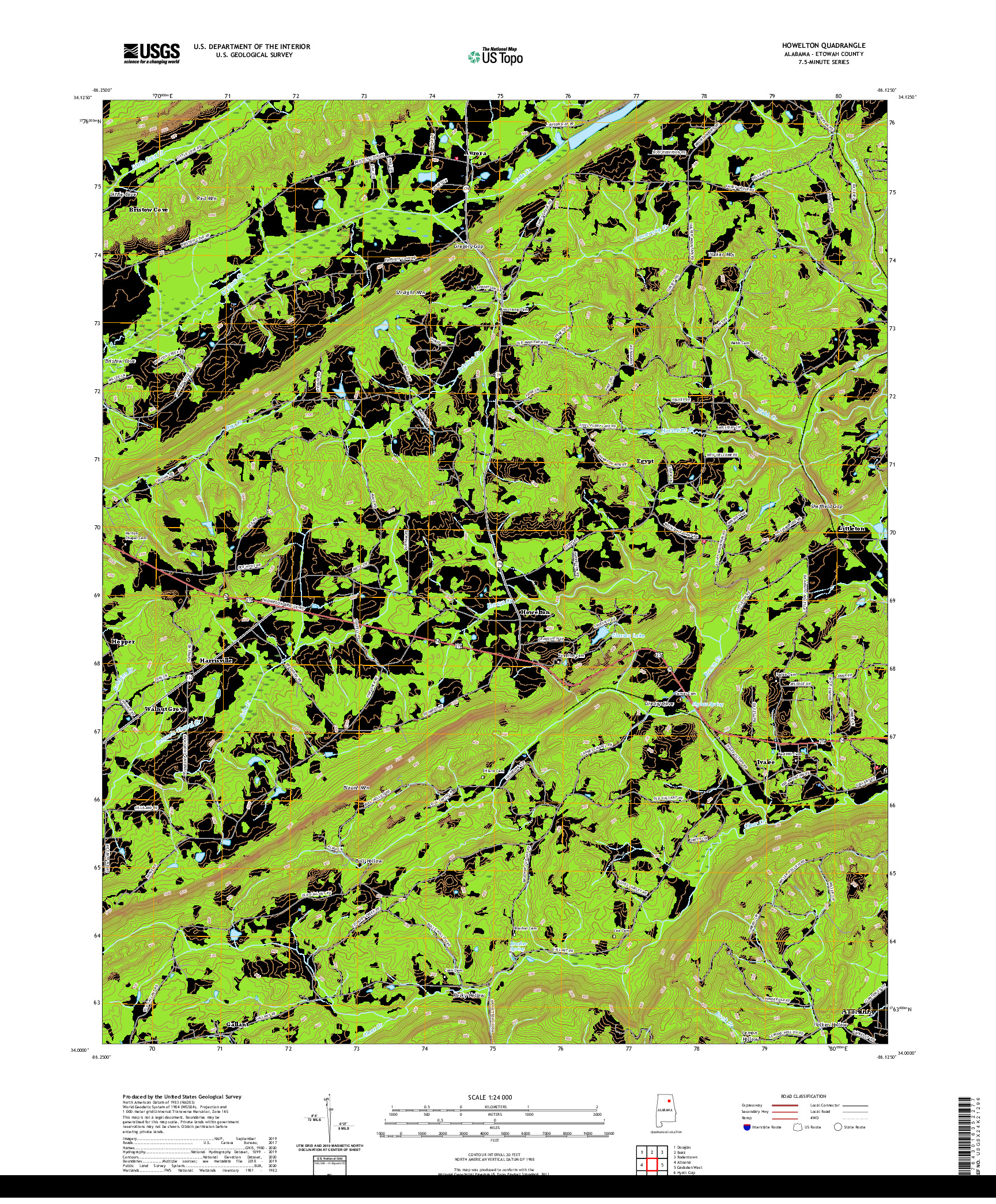 USGS US TOPO 7.5-MINUTE MAP FOR HOWELTON, AL 2020