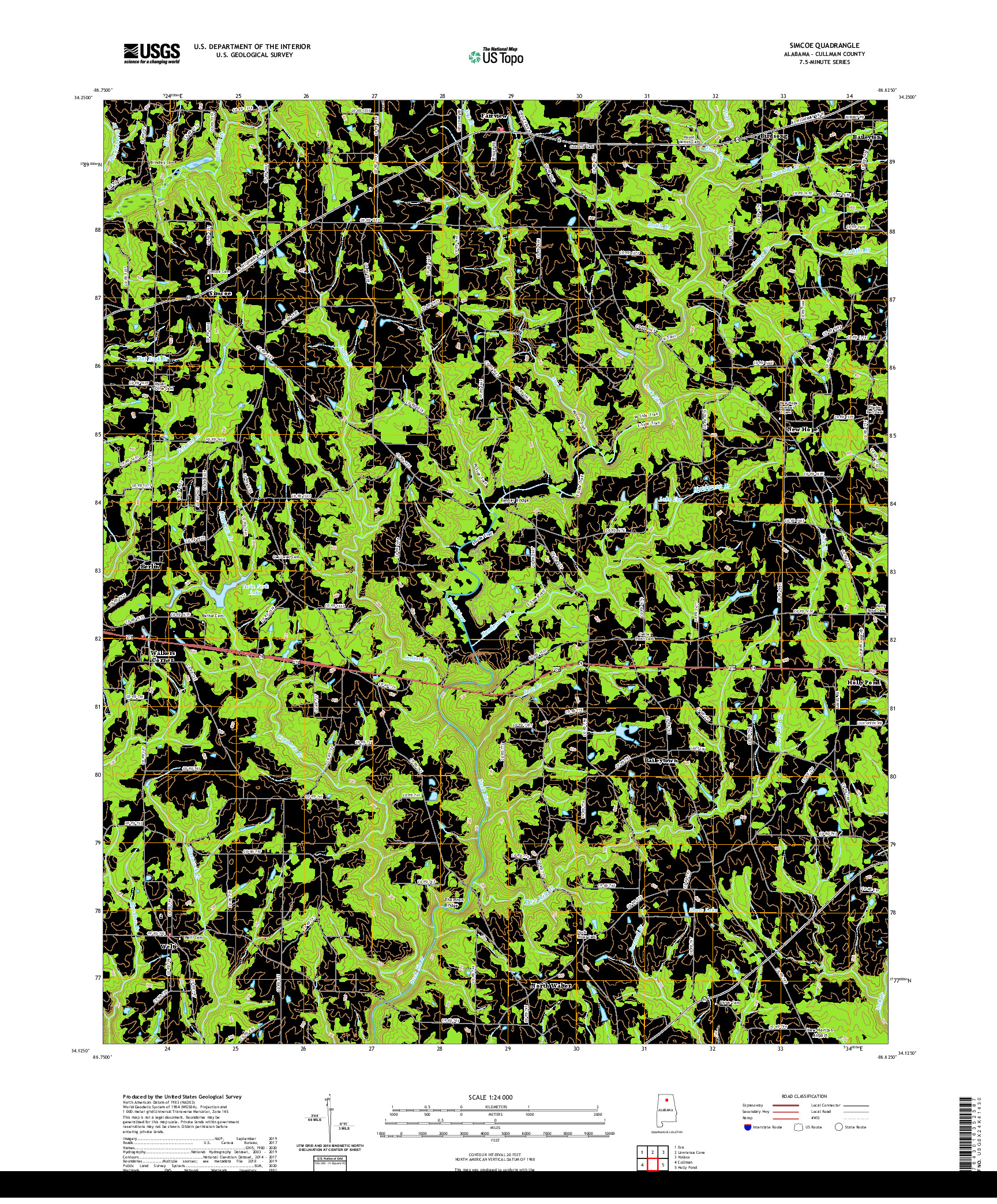 USGS US TOPO 7.5-MINUTE MAP FOR SIMCOE, AL 2020