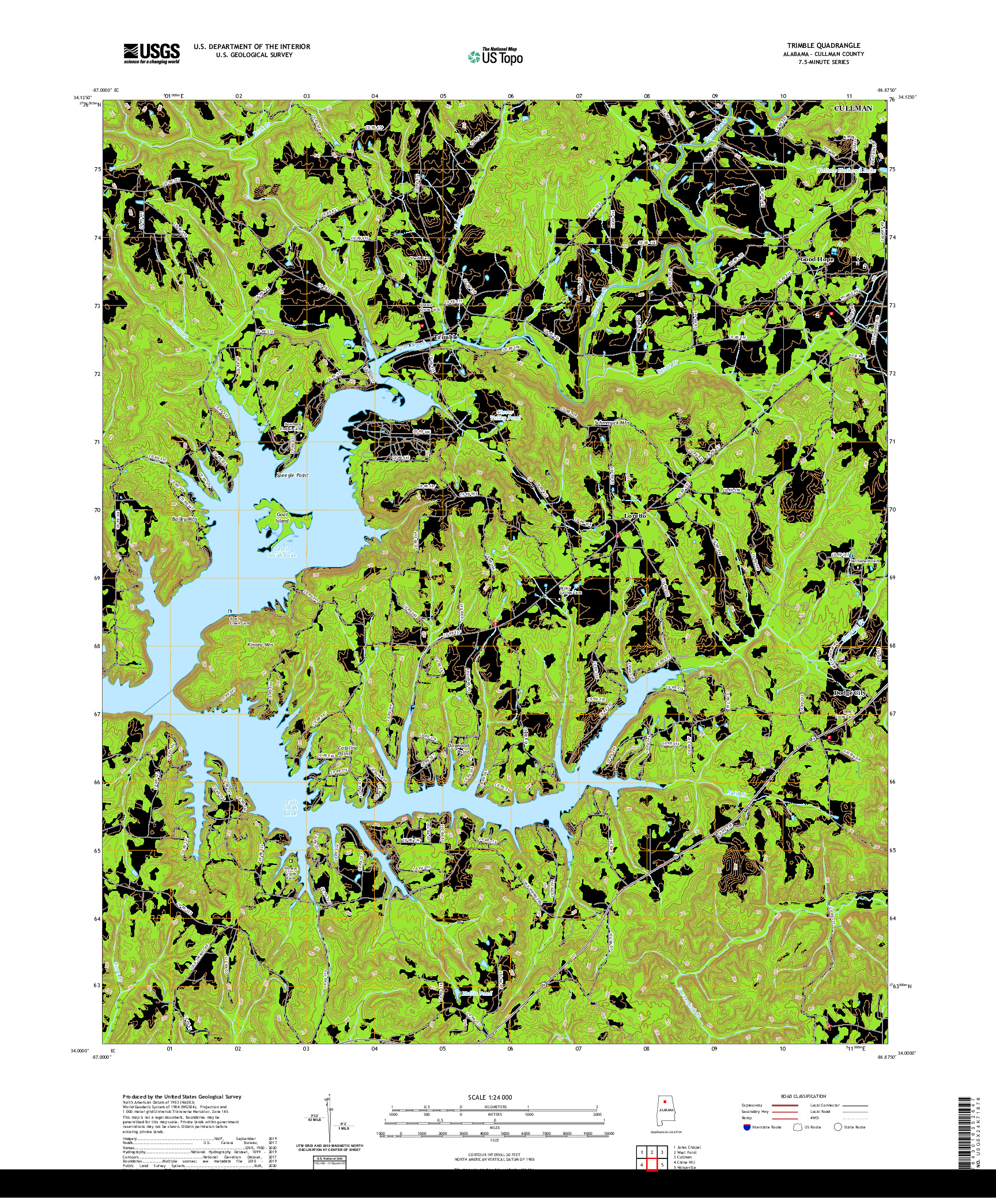 USGS US TOPO 7.5-MINUTE MAP FOR TRIMBLE, AL 2020