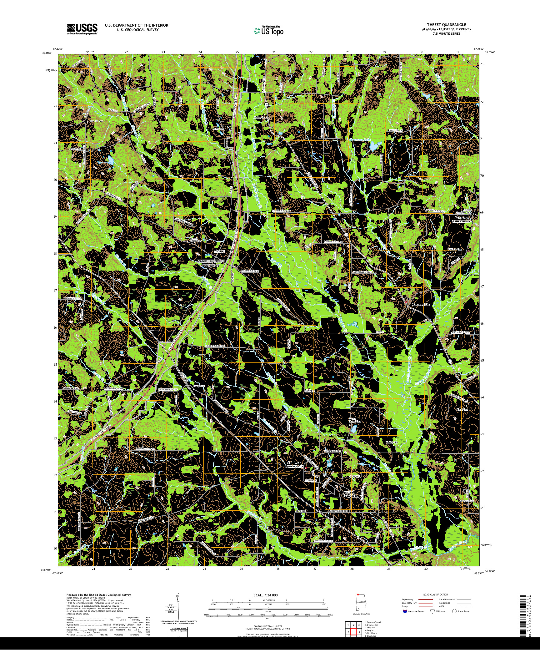 USGS US TOPO 7.5-MINUTE MAP FOR THREET, AL 2020