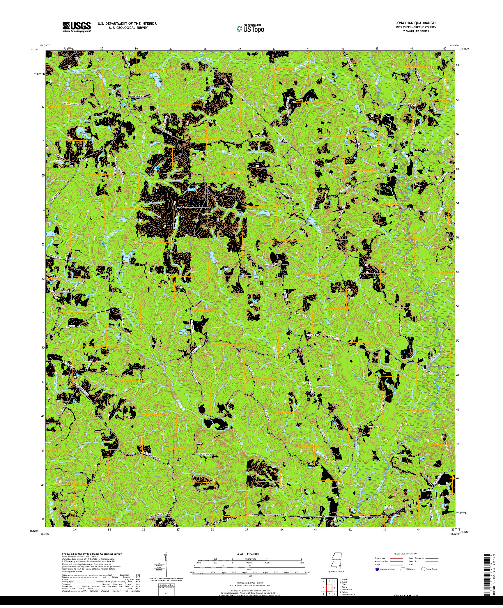 USGS US TOPO 7.5-MINUTE MAP FOR JONATHAN, MS 2020