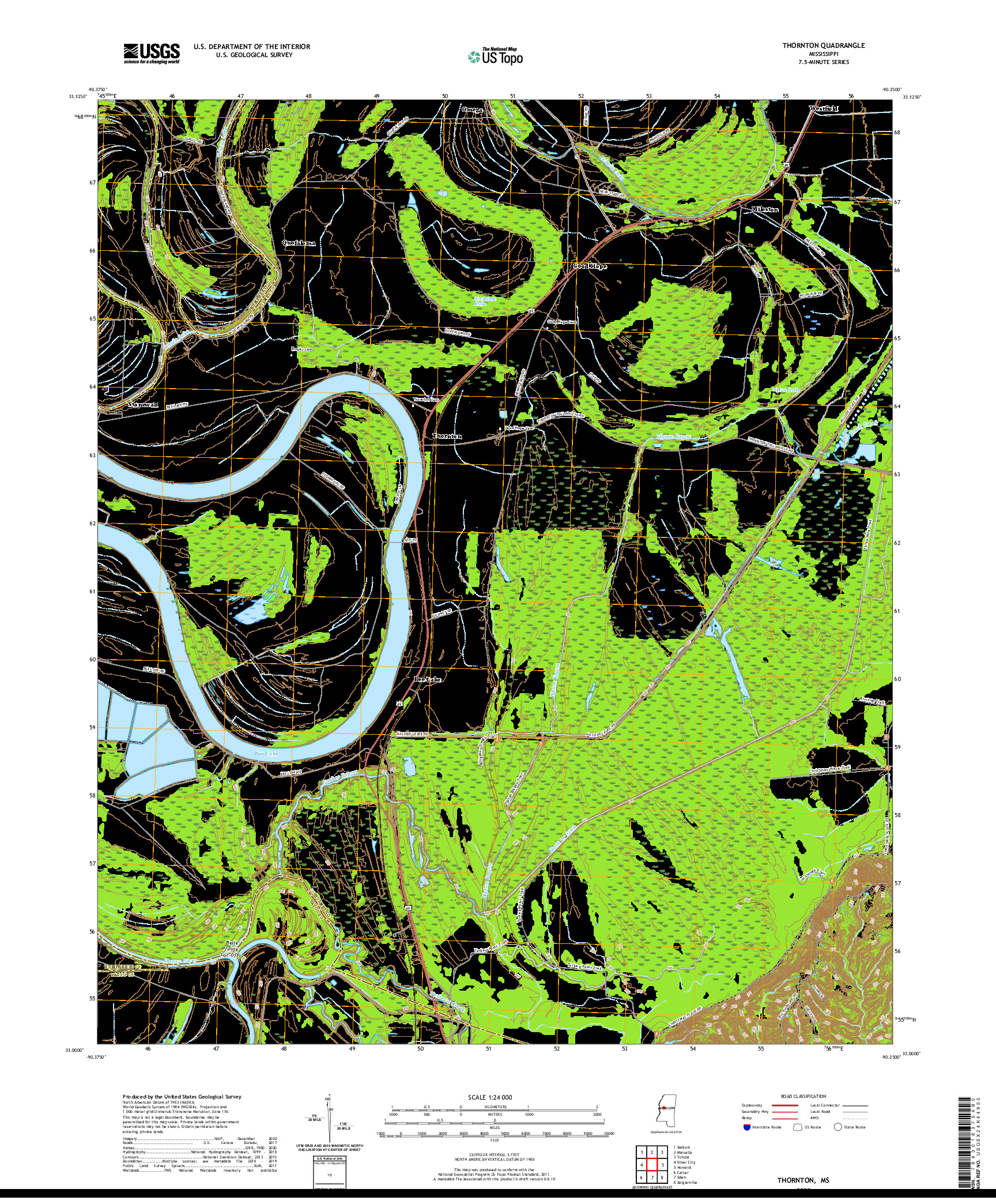 USGS US TOPO 7.5-MINUTE MAP FOR THORNTON, MS 2020