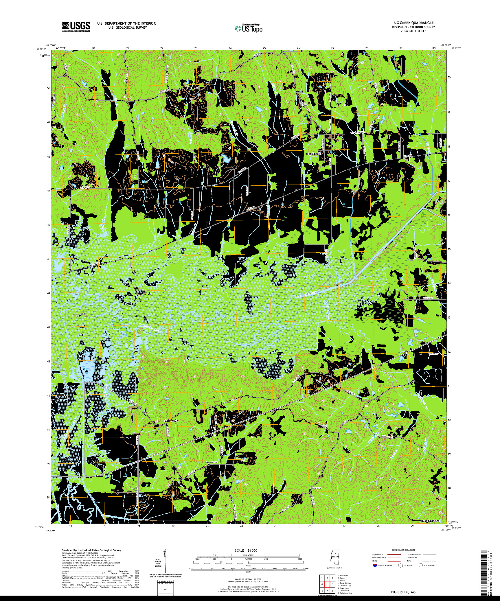 USGS US TOPO 7.5-MINUTE MAP FOR BIG CREEK, MS 2020