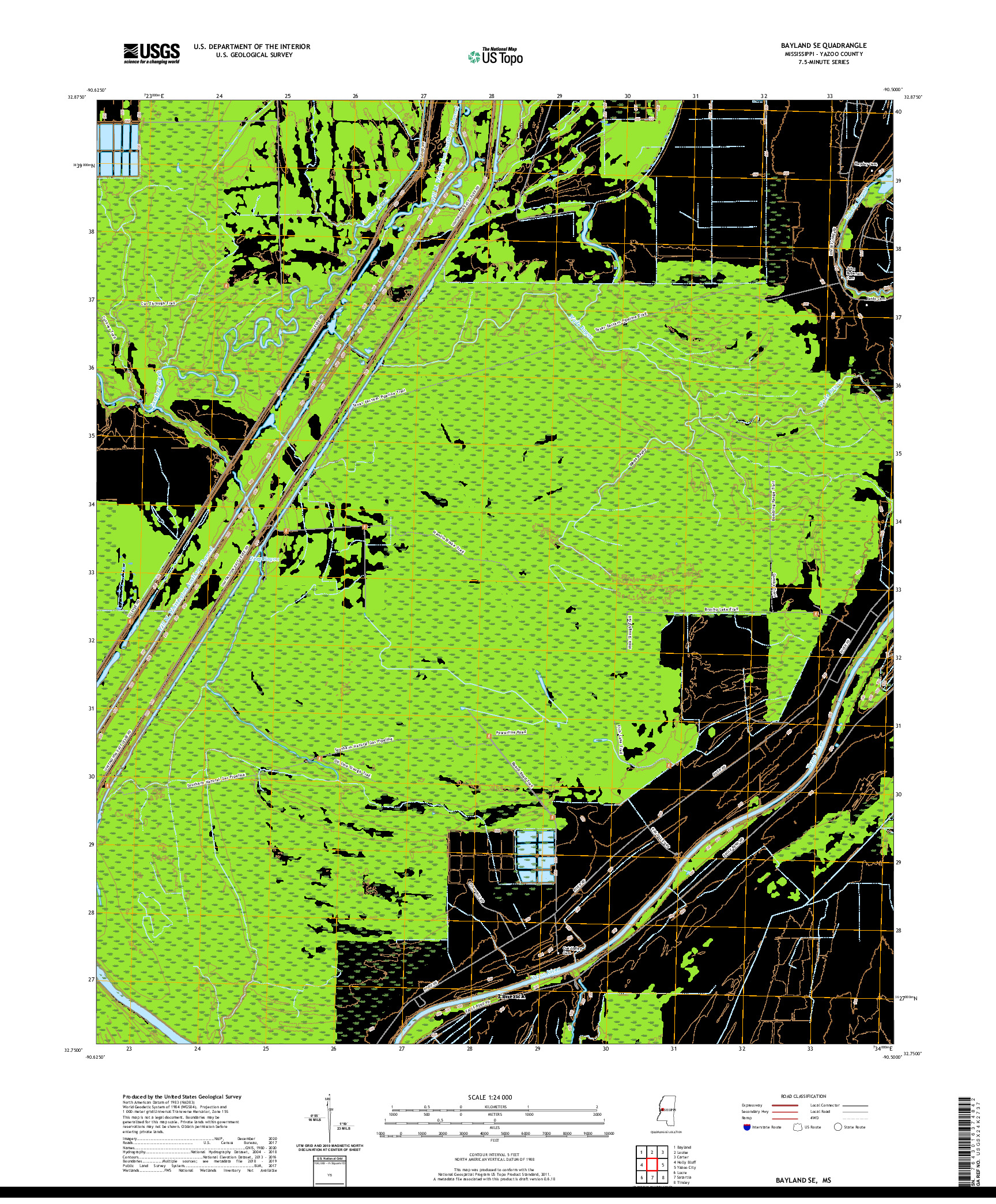 USGS US TOPO 7.5-MINUTE MAP FOR BAYLAND SE, MS 2020