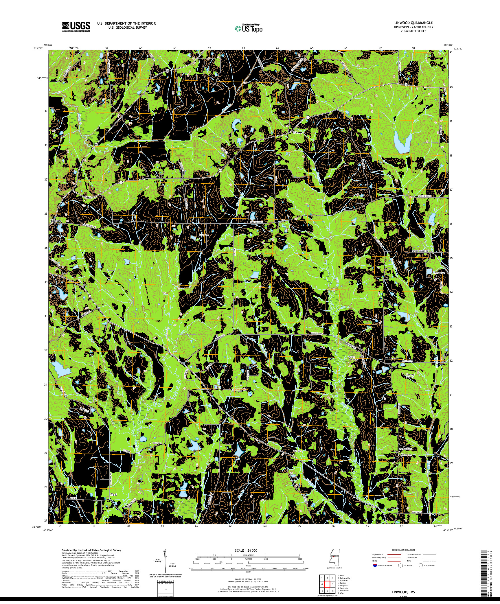 USGS US TOPO 7.5-MINUTE MAP FOR LINWOOD, MS 2020