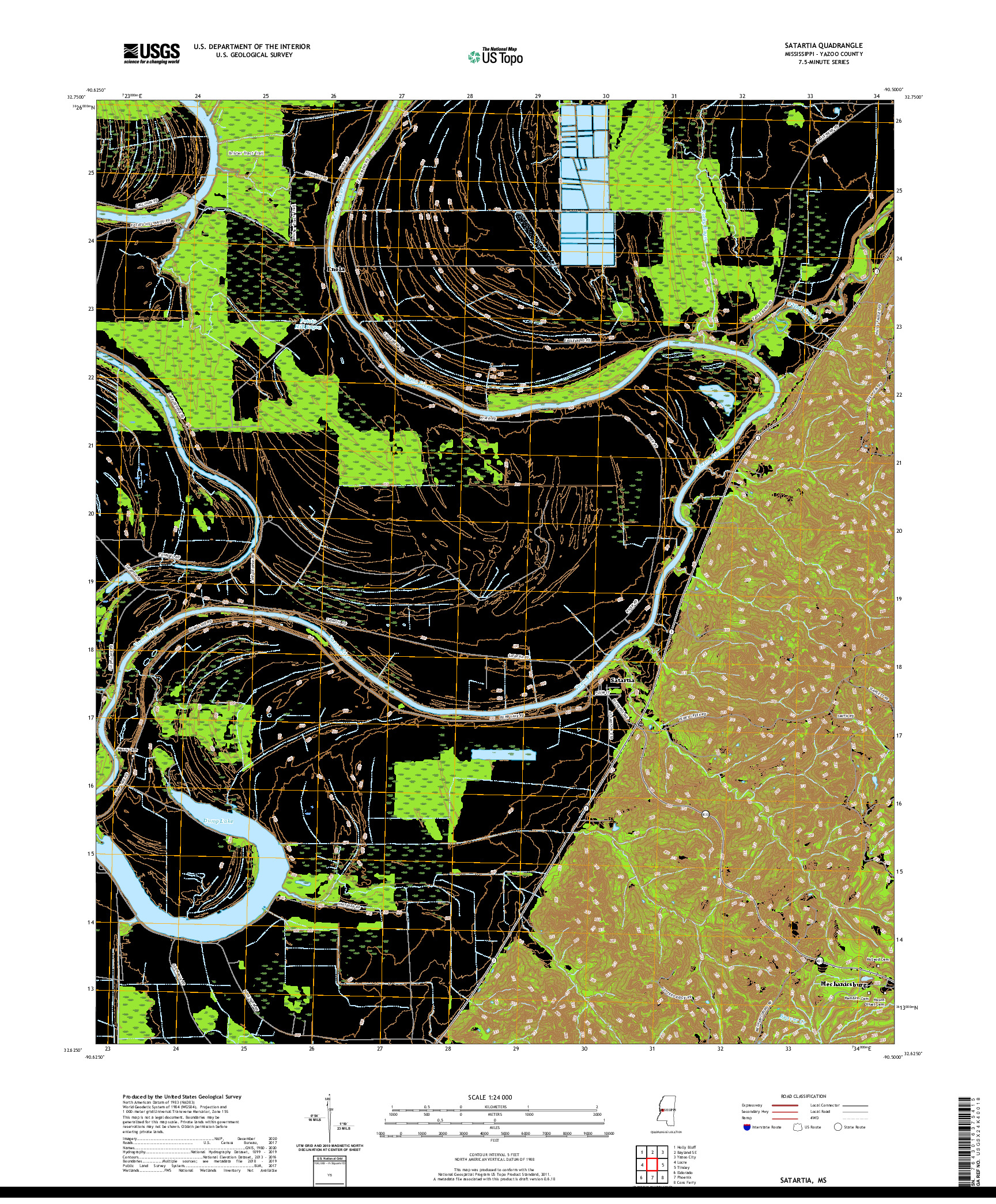 USGS US TOPO 7.5-MINUTE MAP FOR SATARTIA, MS 2020